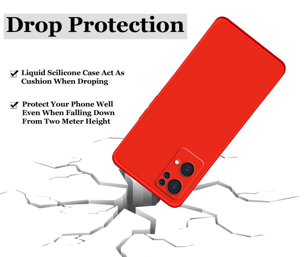 Reno 7 Pro Liquid Silicone Back Cover Case With TPU & Matte Finish - Red