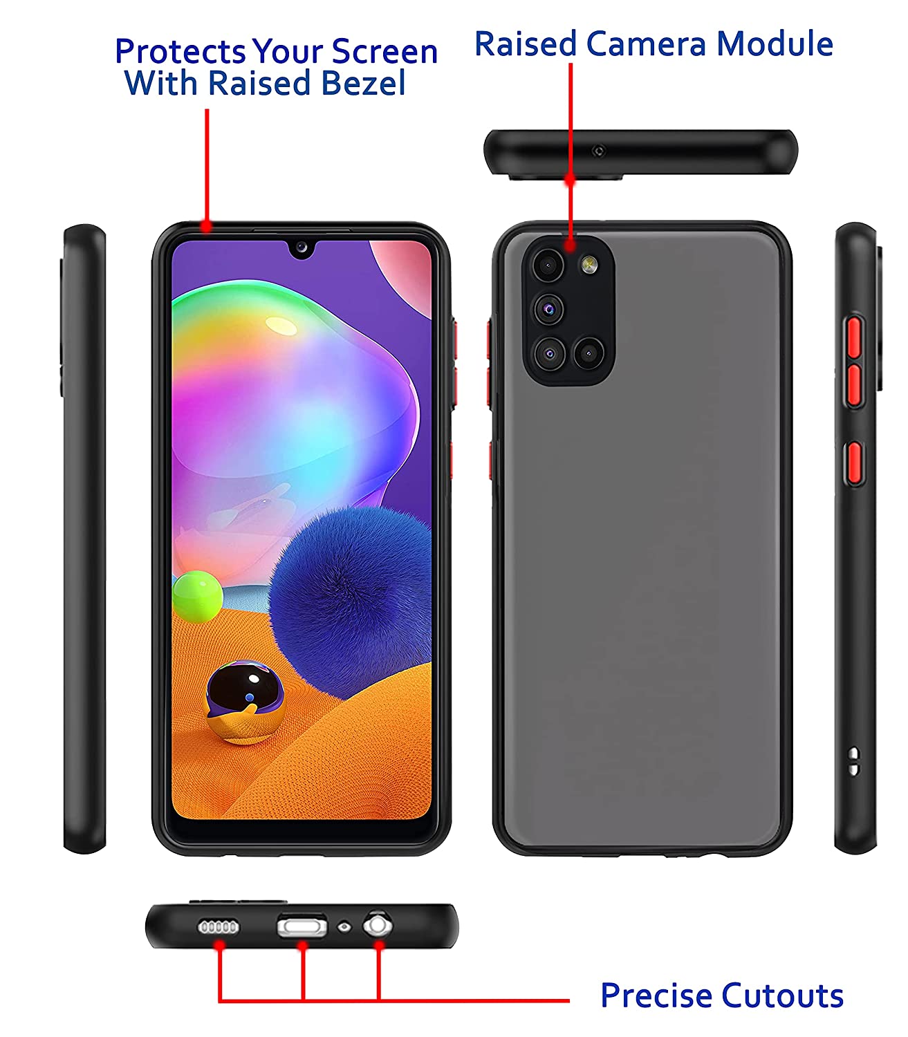 Smoke Frosted Back cover For Sasmung A31- Black