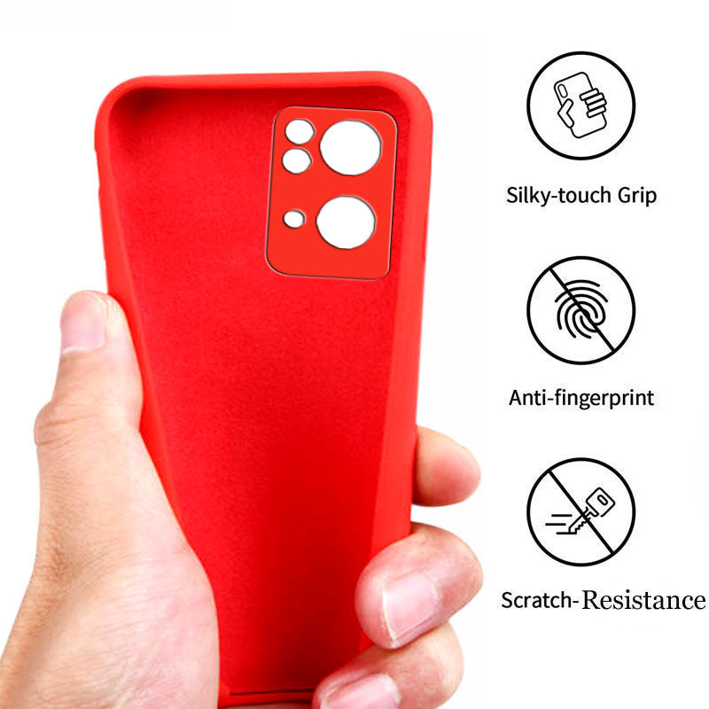 Reno 7 Pro Liquid Silicone Back Cover Case With TPU & Matte Finish - Red