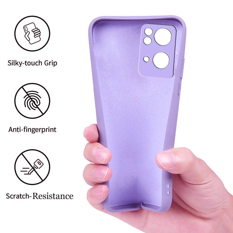 Reno 7 Pro Liquid Silicone Back Cover Case With TPU & Matte Finish - Purple