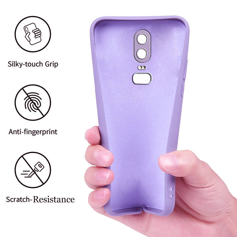 OnePlus 6 Liquid Silicone Back Cover Case With TPU & Matte Finish - Purple
