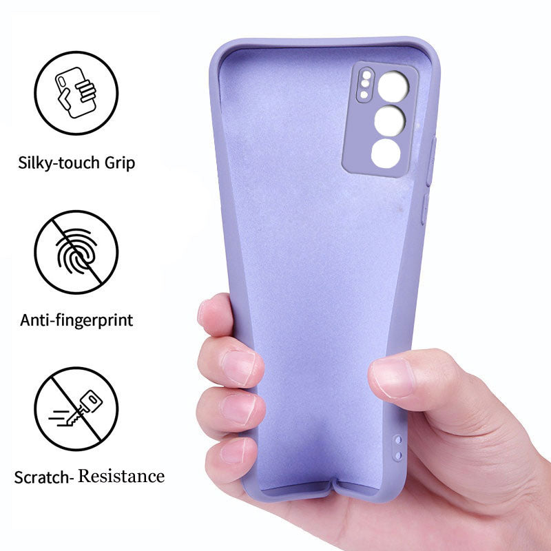 Reno 6 Pro Liquid Silicone Back Cover Case With TPU & Matte Finish - Light Purple