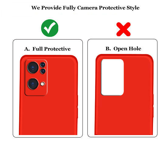 Reno 7 Pro Liquid Silicone Back Cover Case With TPU & Matte Finish - Red
