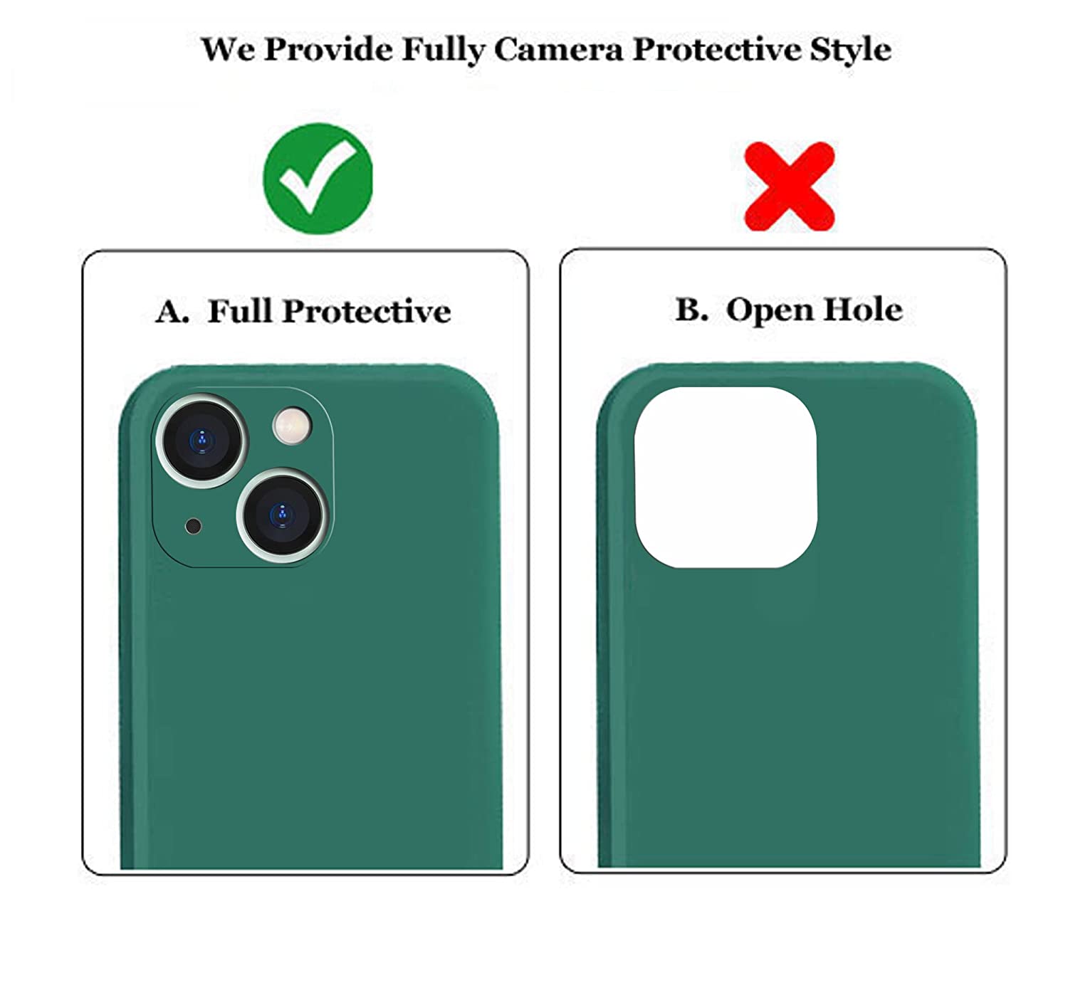 iPhone 14 Liquid Silicone Back Cover Case With TPU & Matte Finish - Green