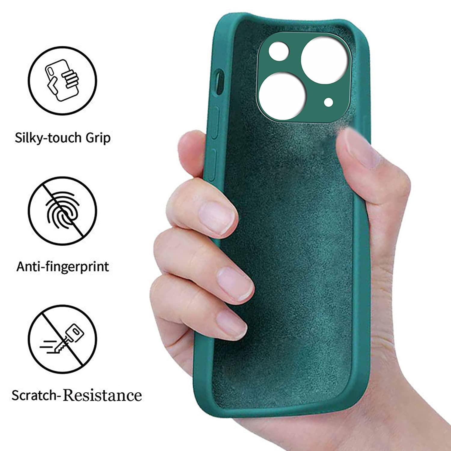 iPhone 14 Liquid Silicone Back Cover Case With TPU & Matte Finish - Green