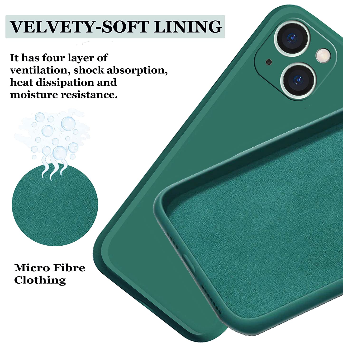 iPhone 14 Liquid Silicone Back Cover Case With TPU & Matte Finish - Green