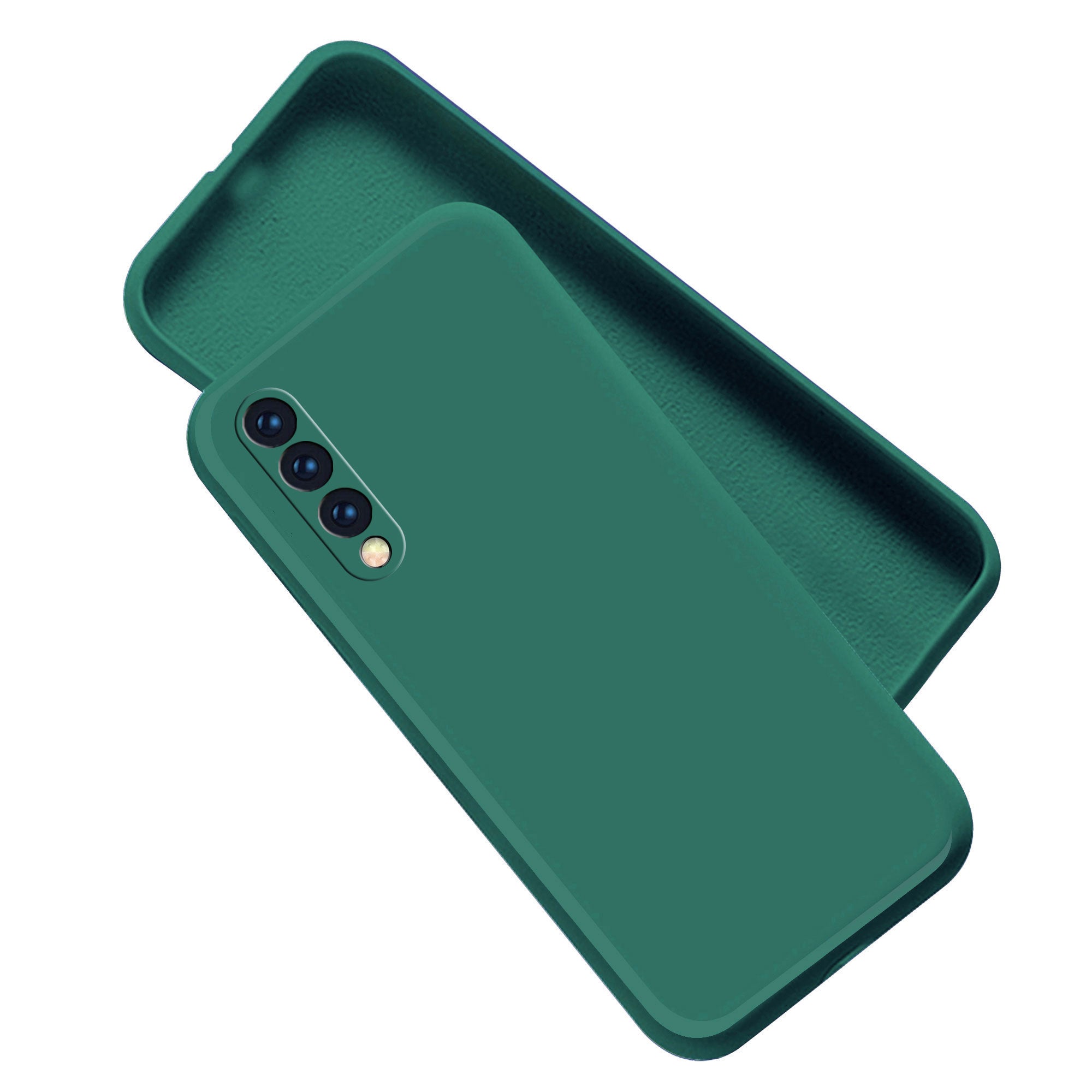 Samsung A50 Liquid Silicone Back Cover Case With TPU Matte Finish Dark Green