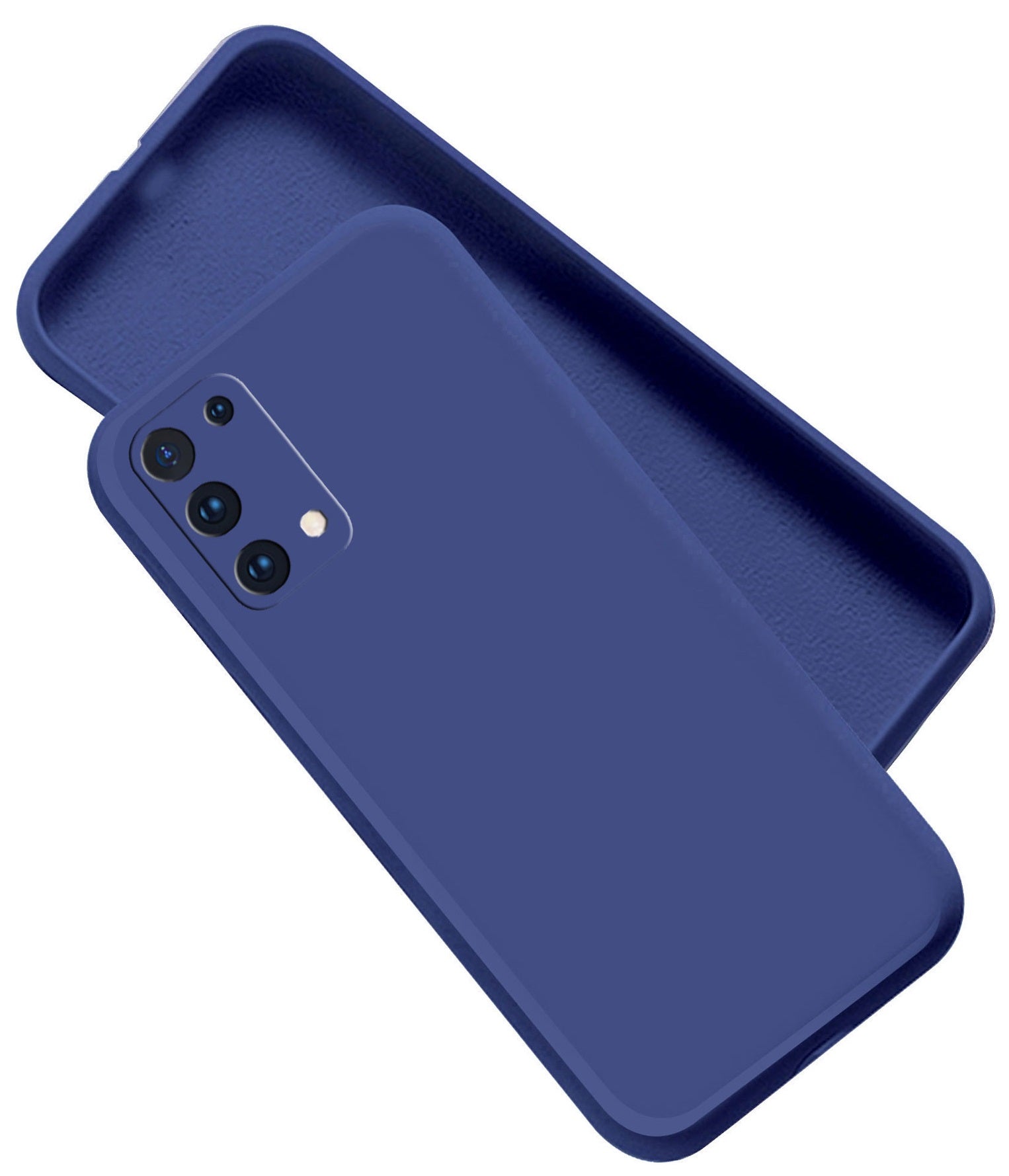 Oppo A74 5g Liquid Silicone Back Cover Case With TPU & Matte Finish - Blue