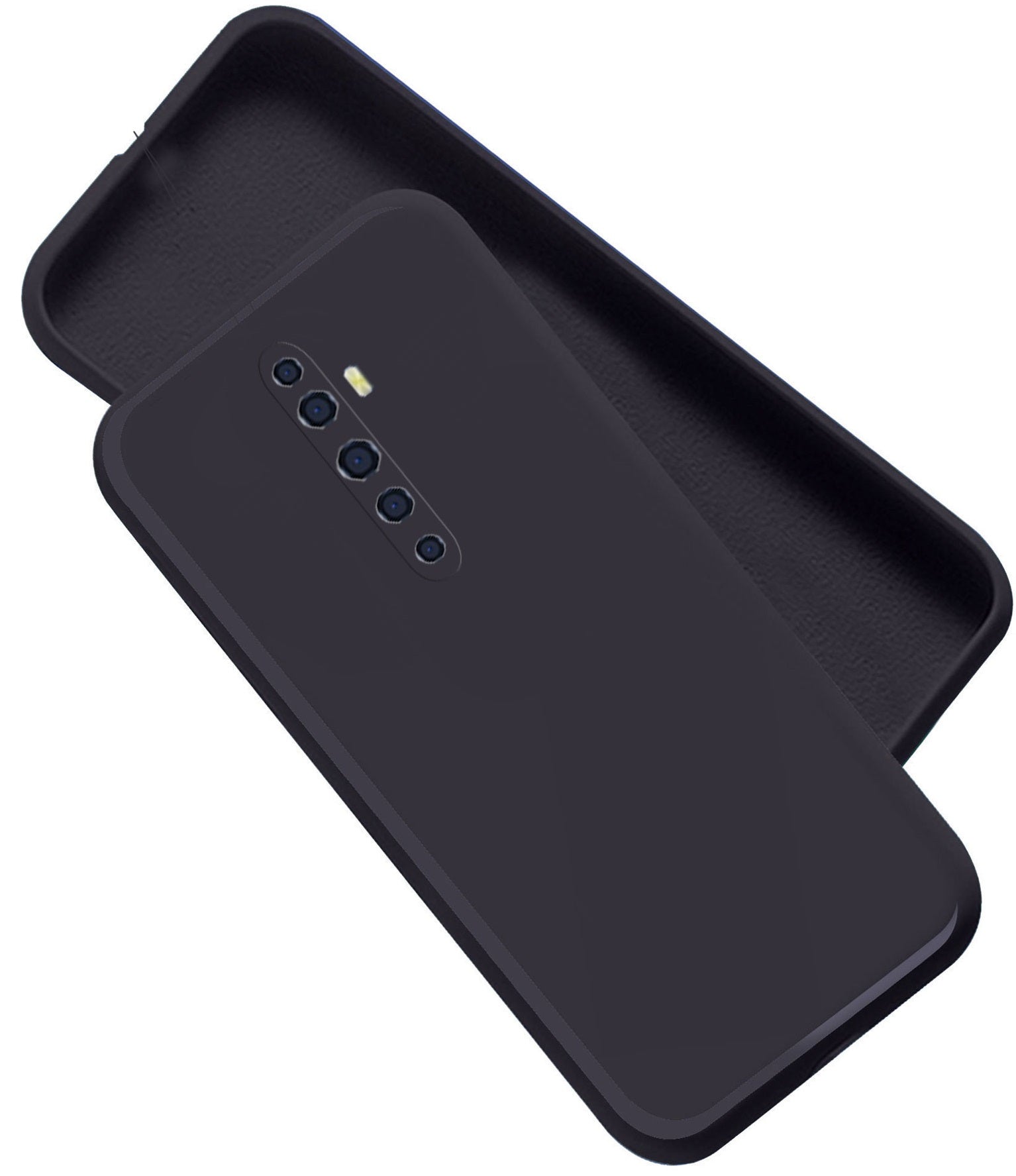 Oppo Reno 2Z / Oppo Reno 2F  Liquid Silicone Back Cover Case With TPU & Matte Finish - Black