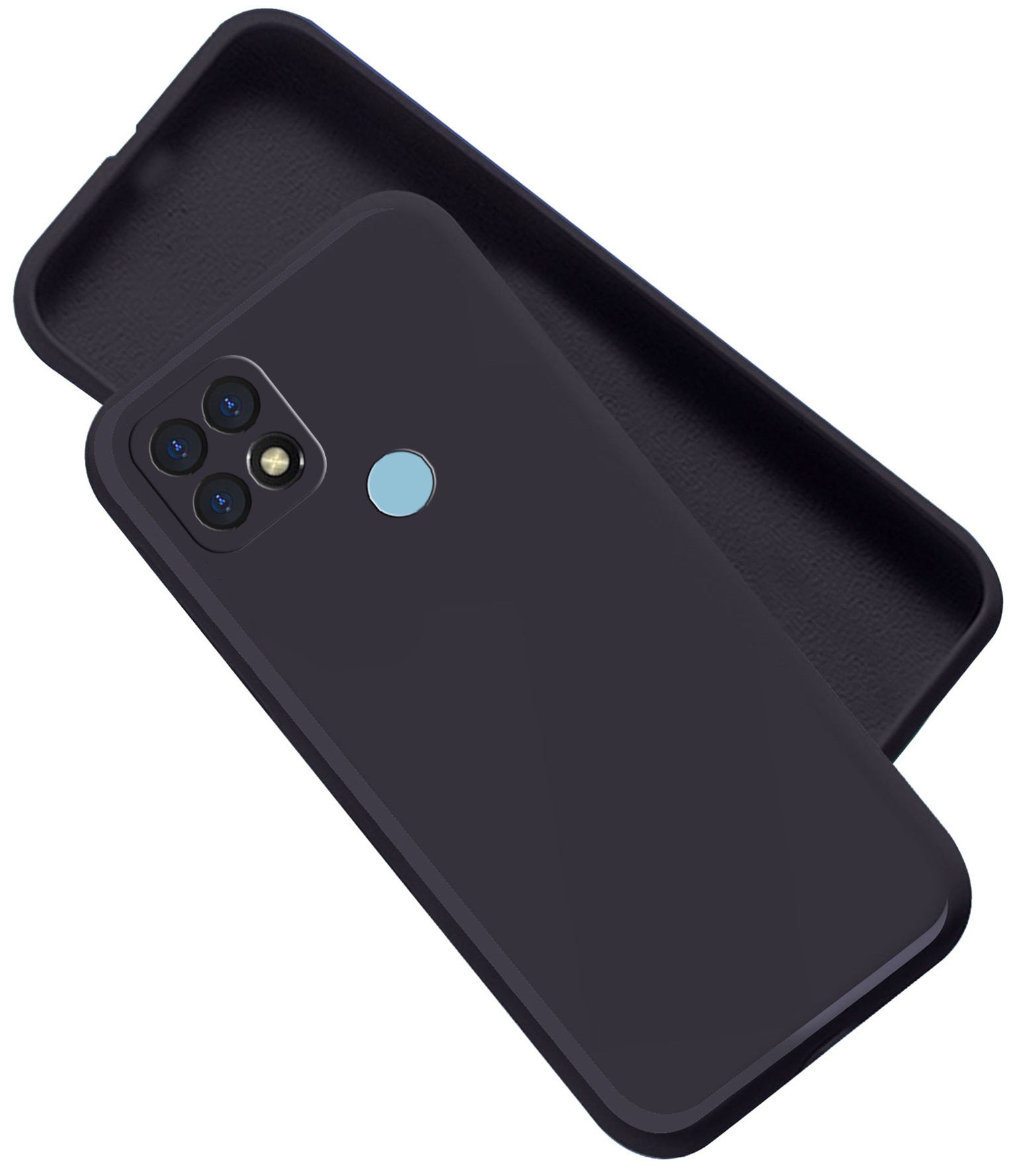 Oppo A15 / Oppo A15s Liquid Silicone Back Cover Case With TPU & Matte Finish - Black