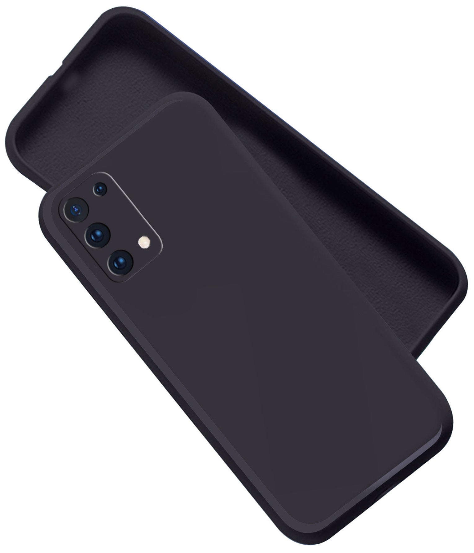 Oppo A74 5g Liquid Silicone Back Cover Case With TPU & Matte Finish - Black