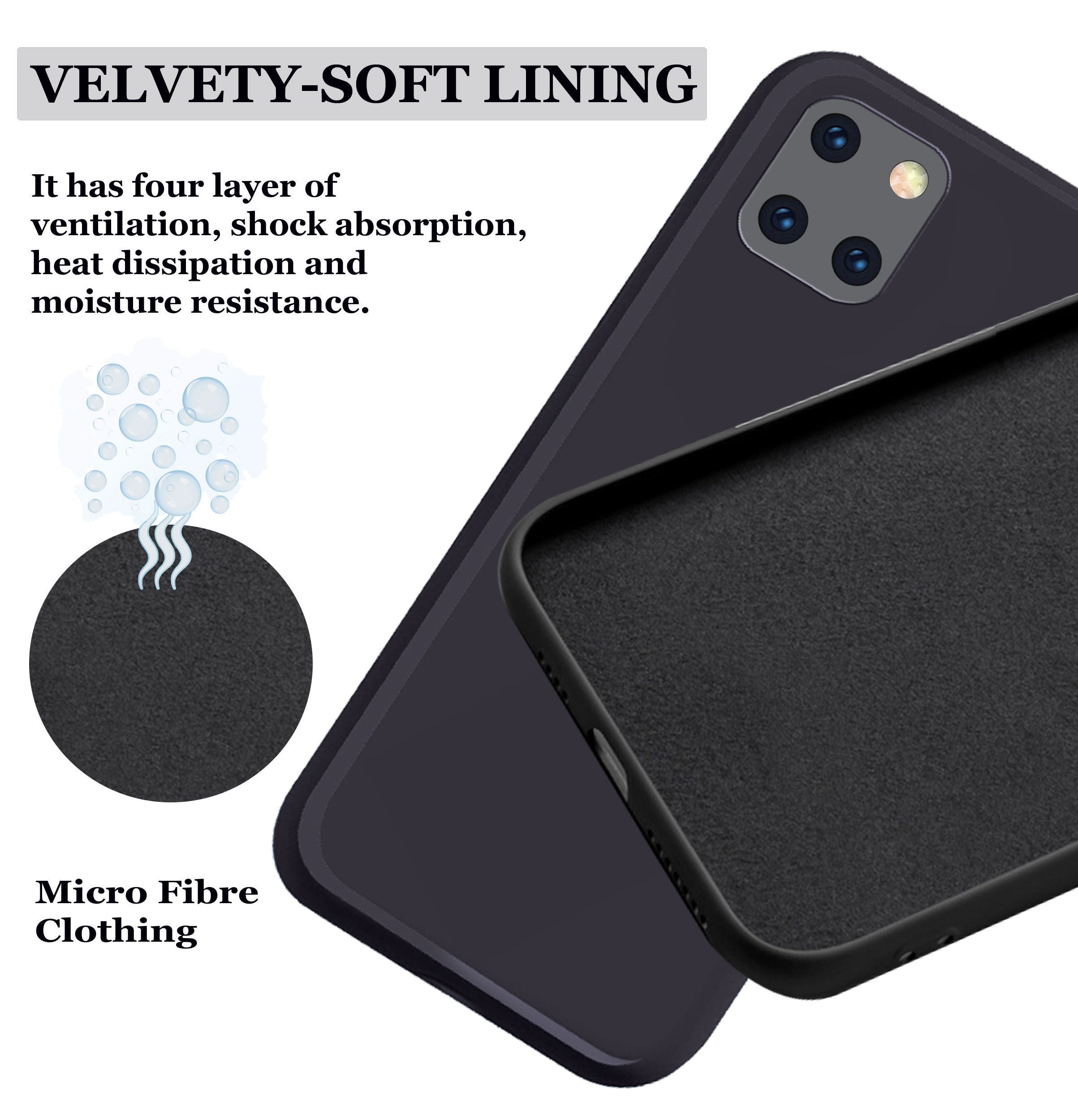 Samsung Note 10 Lite Liquid Silicone Back Cover Case With TPU & Matte Finish - Black