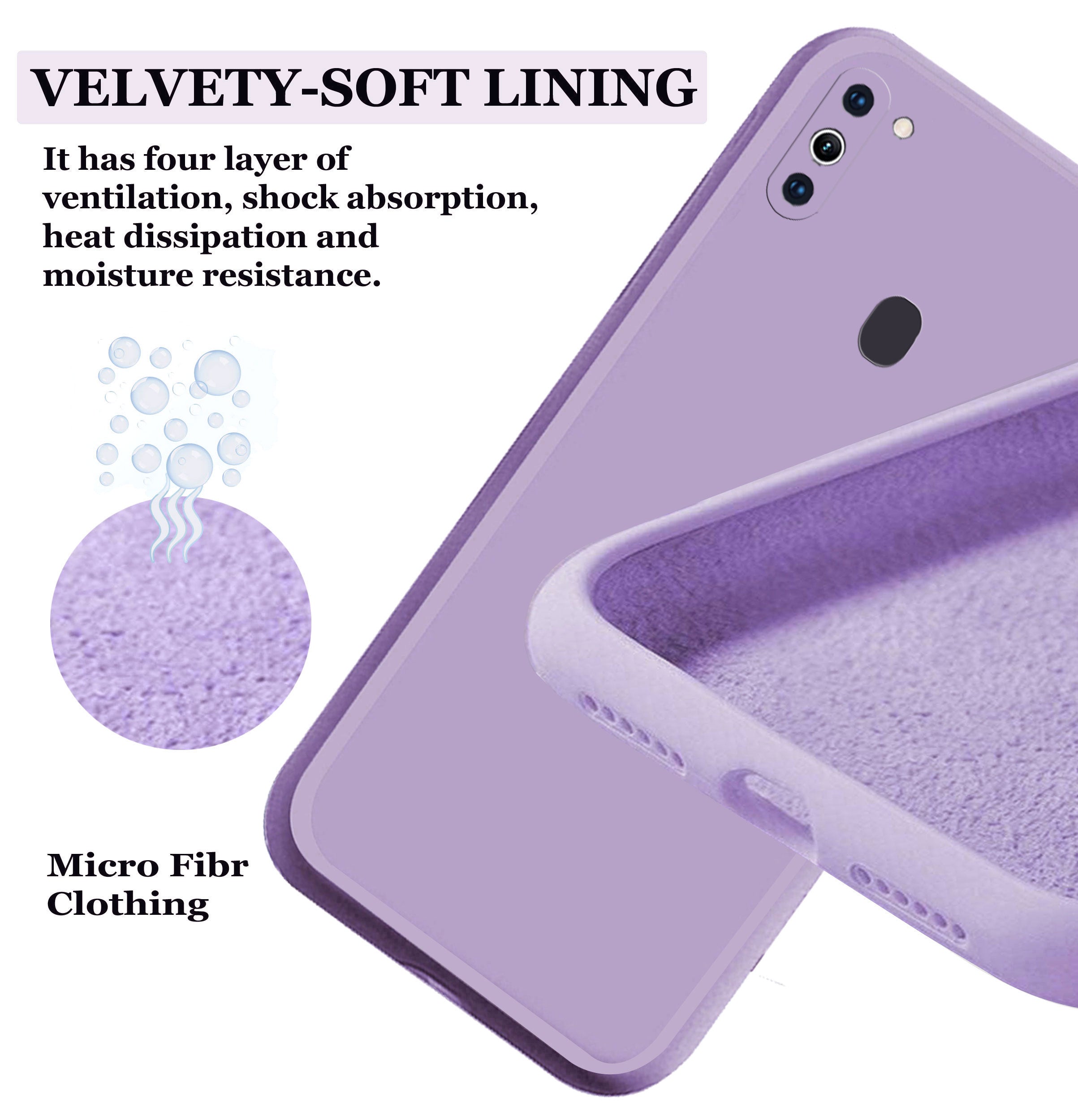 Samsung Galaxy M11 Liquid Silicone Back Cover Case With TPU & Matte Finish - Purple