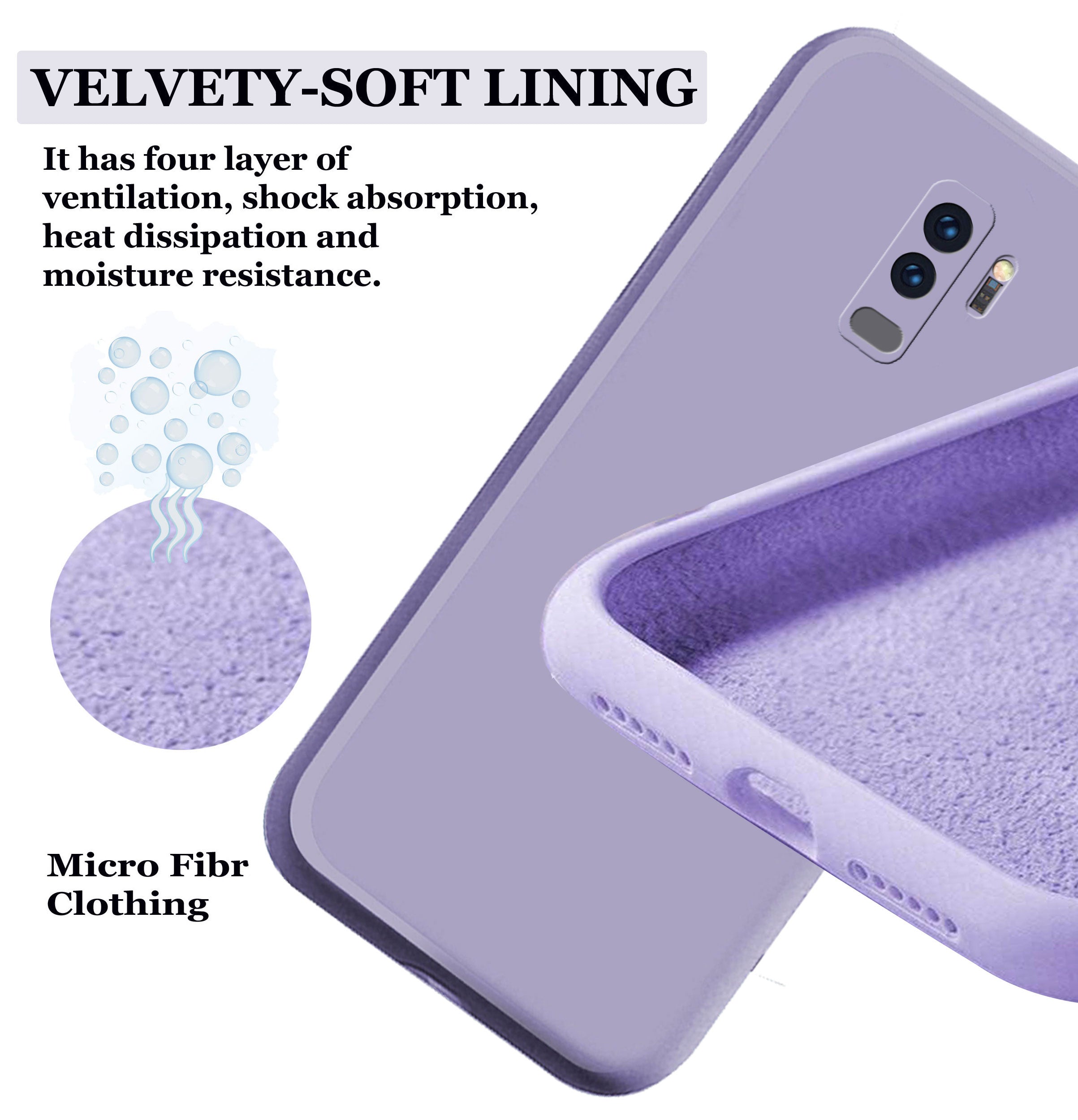 Samsung S9 Plus Liquid Silicone Back Cover Case With TPU & Matte Finish - Purple
