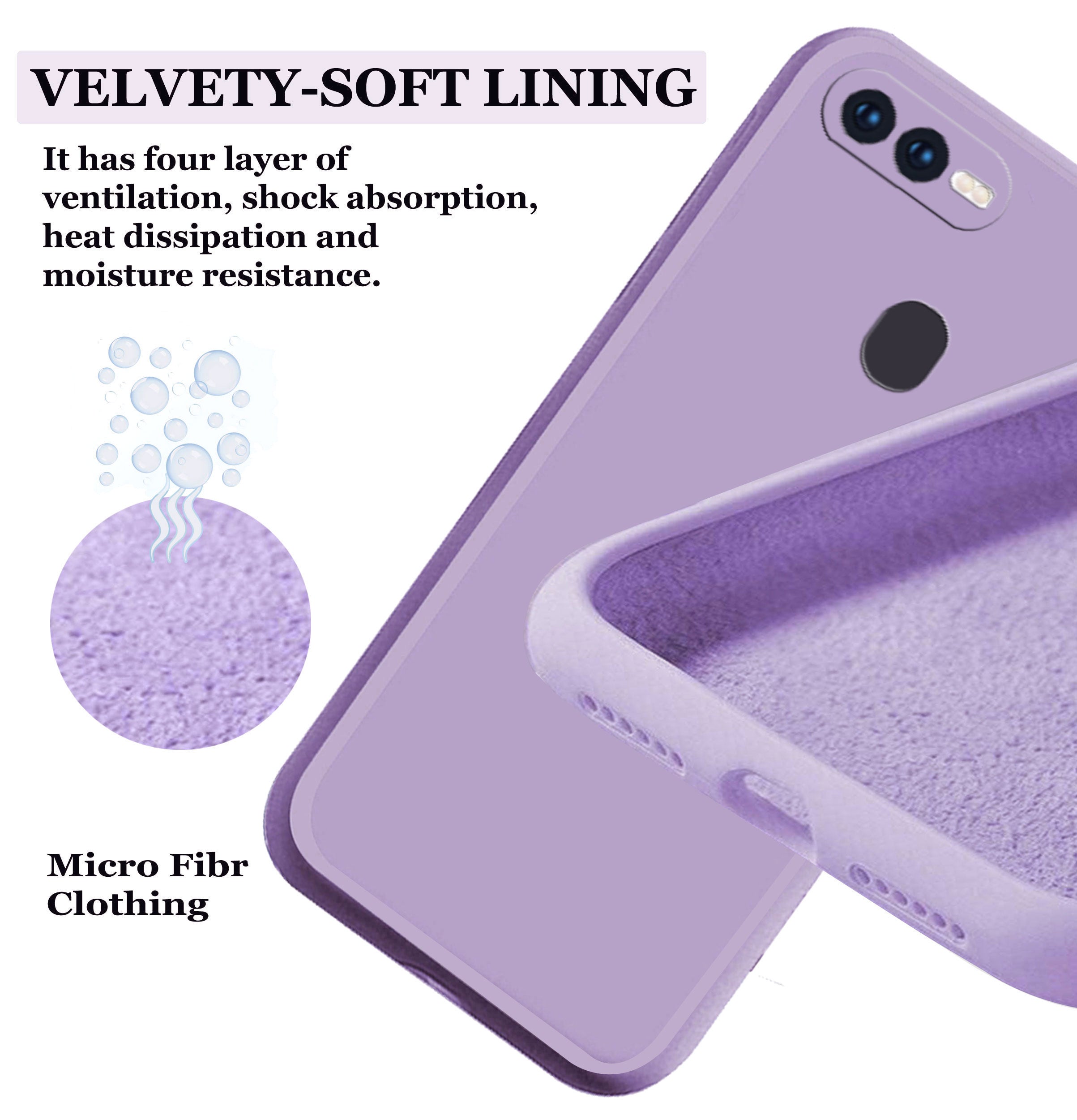 Oppo F9 Pro Liquid Silicone Back Cover Case With TPU & Matte Finish - Purple
