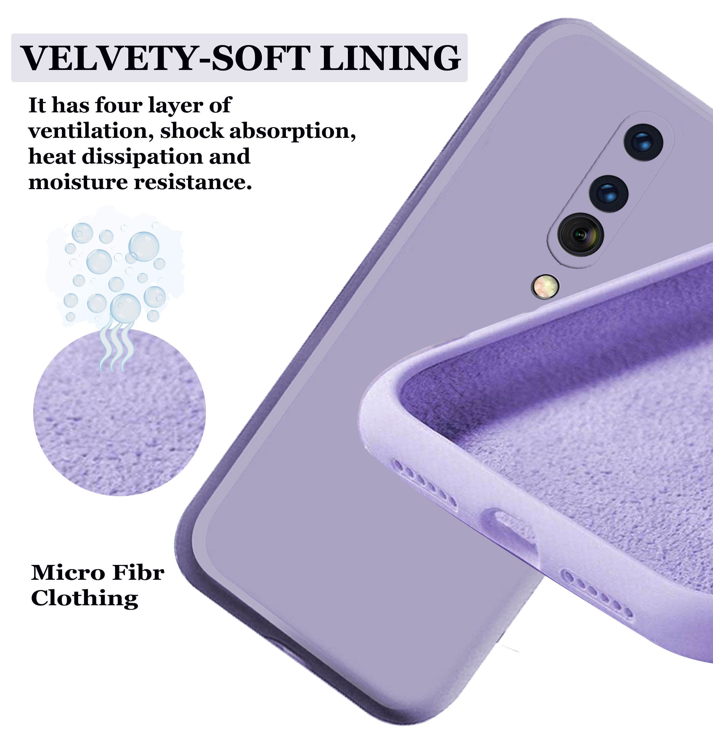 Oneplus 8 Liquid Silicone Back Cover Case With TPU & Matte Finish - Purple