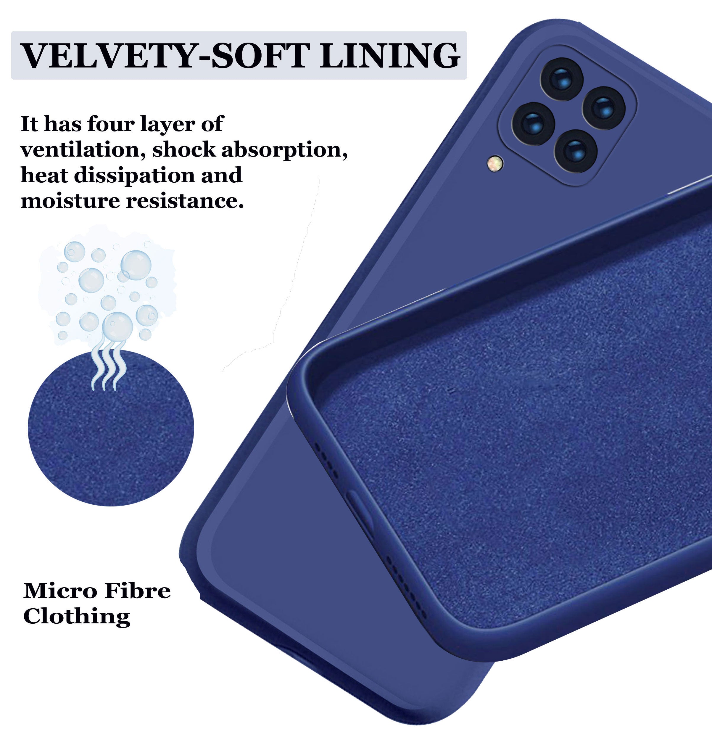 Samsung Galaxy M33 5G Liquid Silicone Back Cover Case With TPU & Matte Finish - Blue