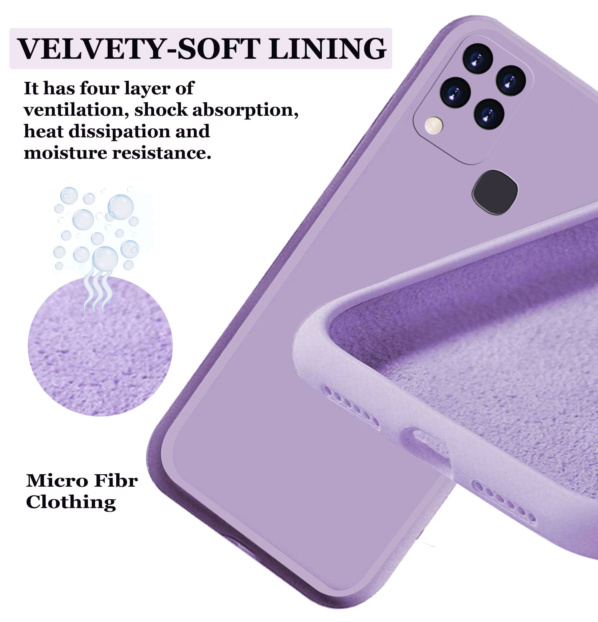 Infinix Hot 10 S Liquid Silicone Back Cover Case With TPU & Matte Finish - Purple
