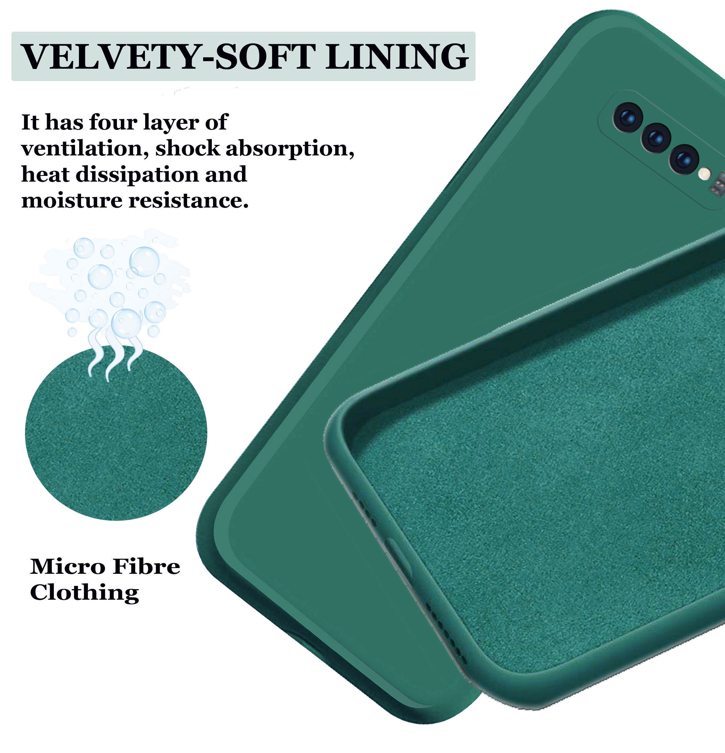 Samsung Galaxy S10 Plus Liquid Silicone Back Cover Case With TPU & Matte Finish - Green