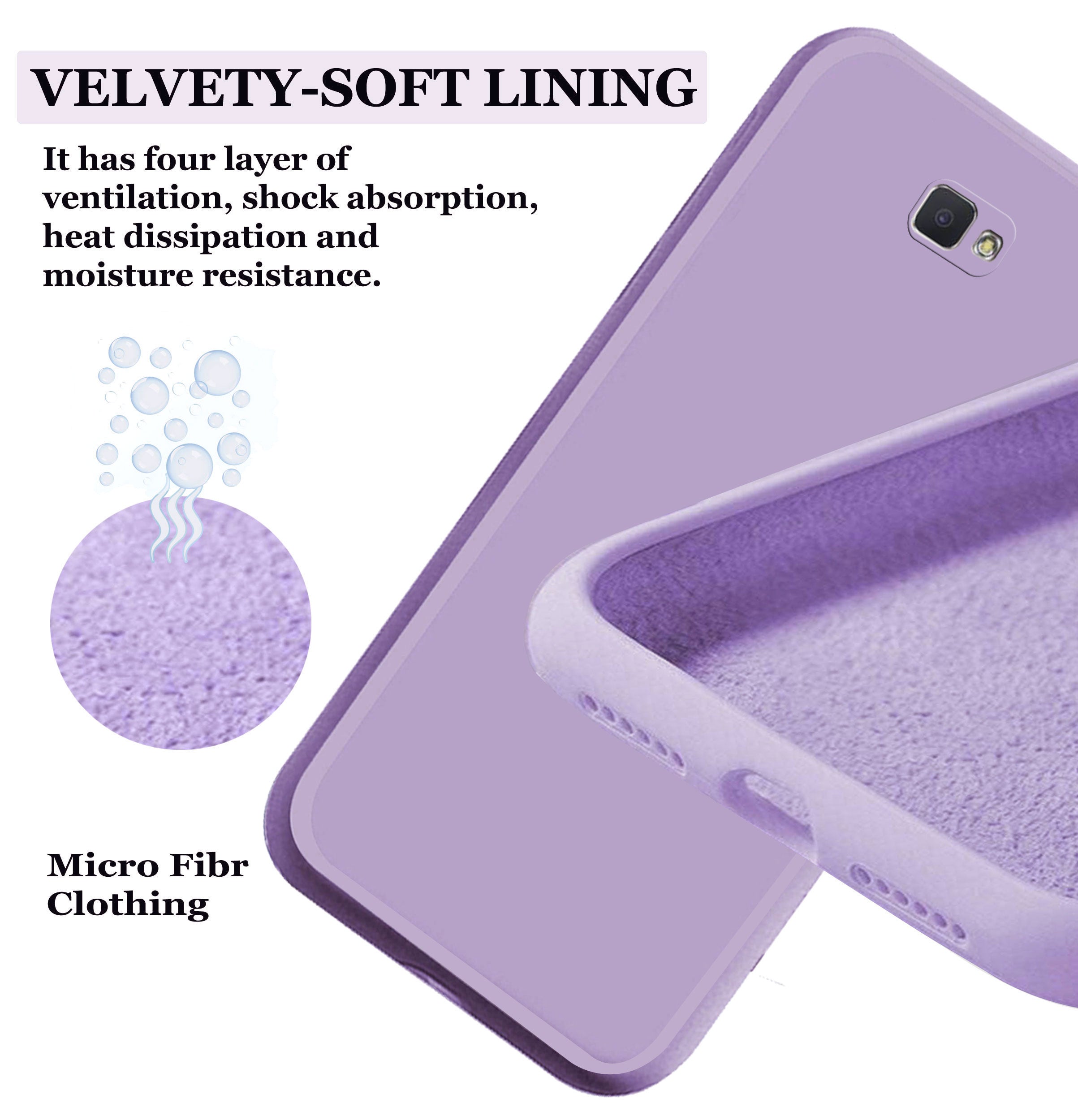 Samsung J7 Prime Liquid Silicone Back Cover Case With TPU & Matte Finish - Purple