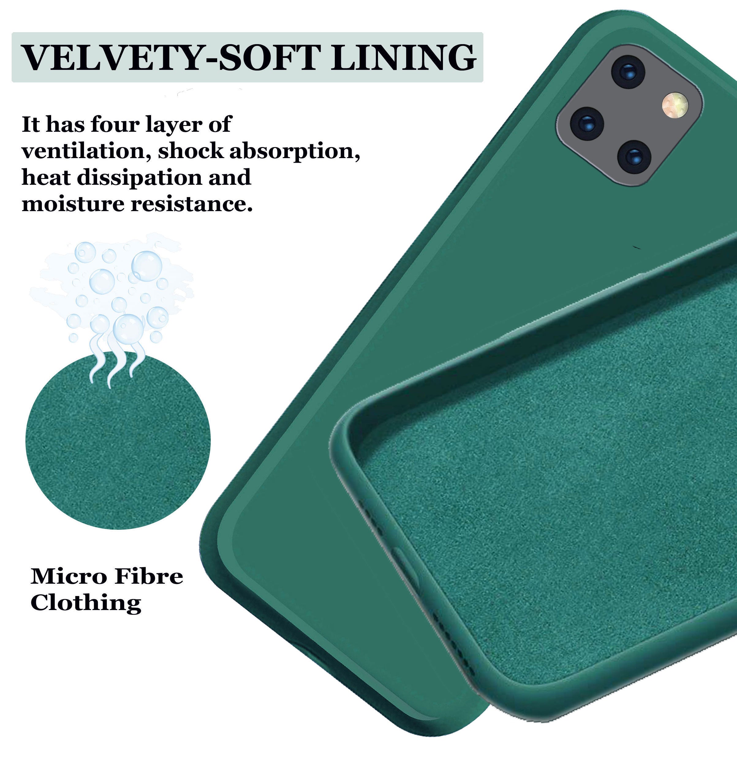 Samsung Note 10 Lite Liquid Silicone Back Cover Case With TPU & Matte Finish - Dark Green
