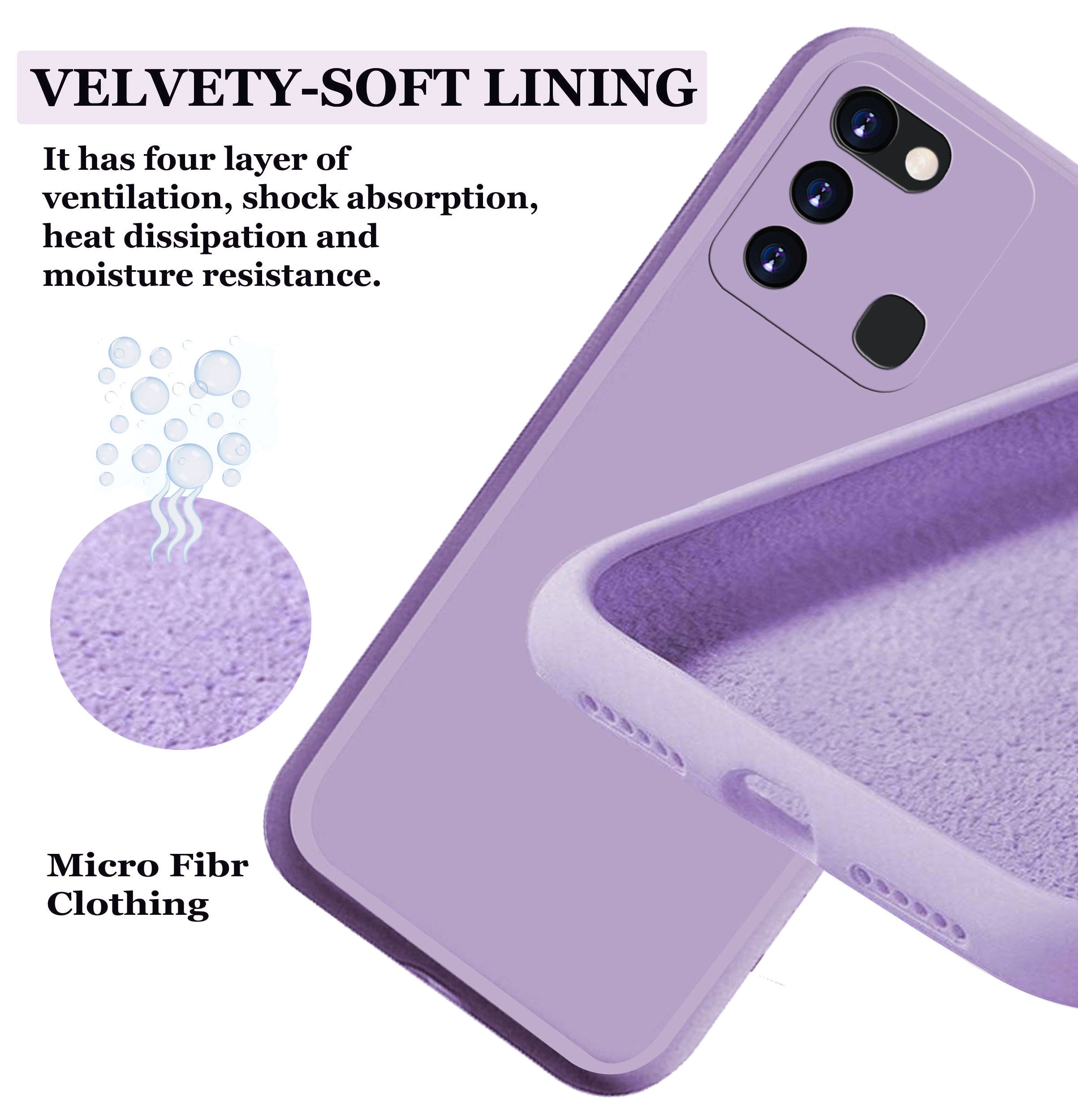 Tecno Spark Go Liquid Silicone Back Cover Case With TPU & Matte Finish - Purple