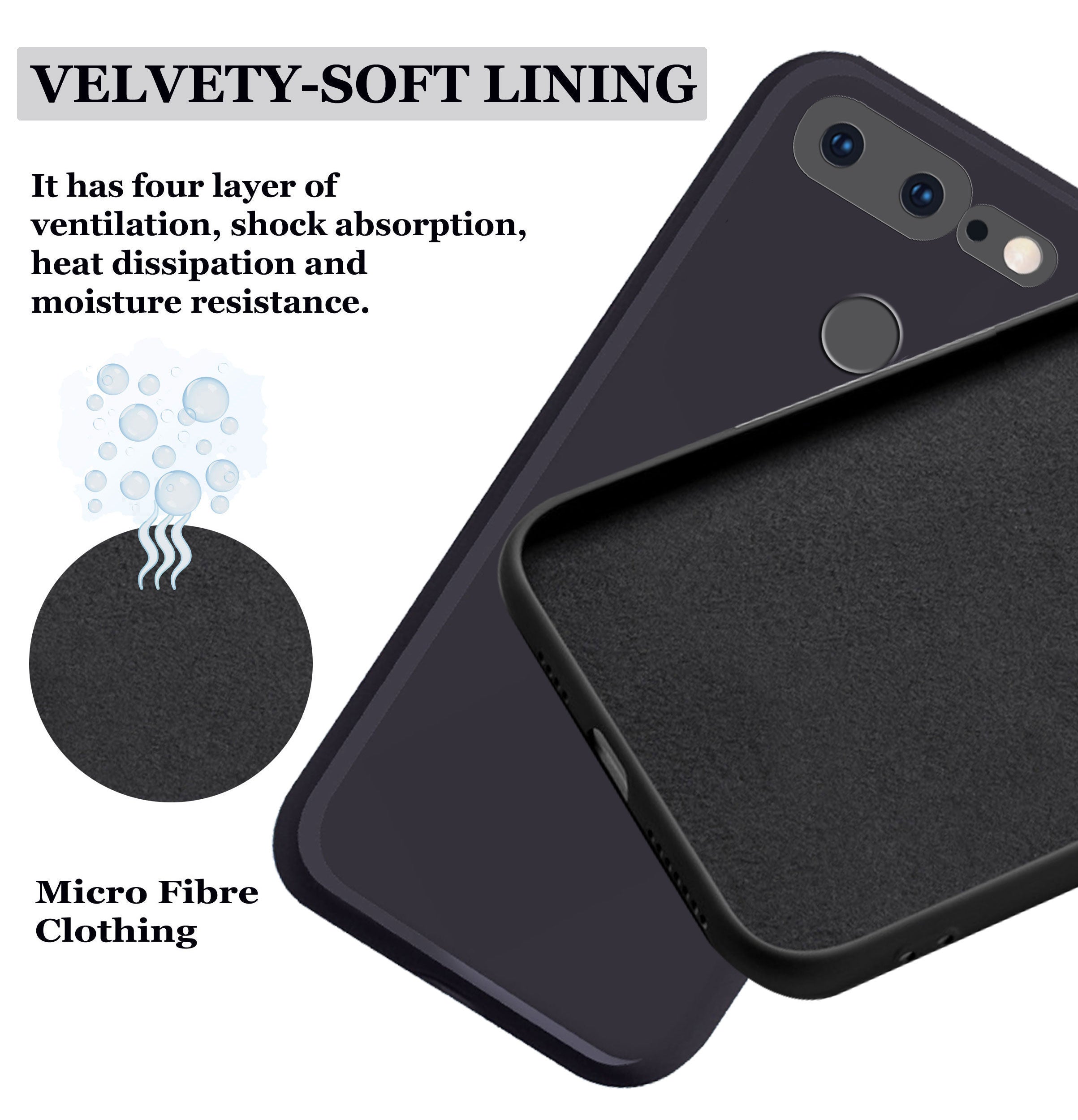 OnePlus 5t Liquid Silicone Back Cover Case With TPU & Matte Finish - Black