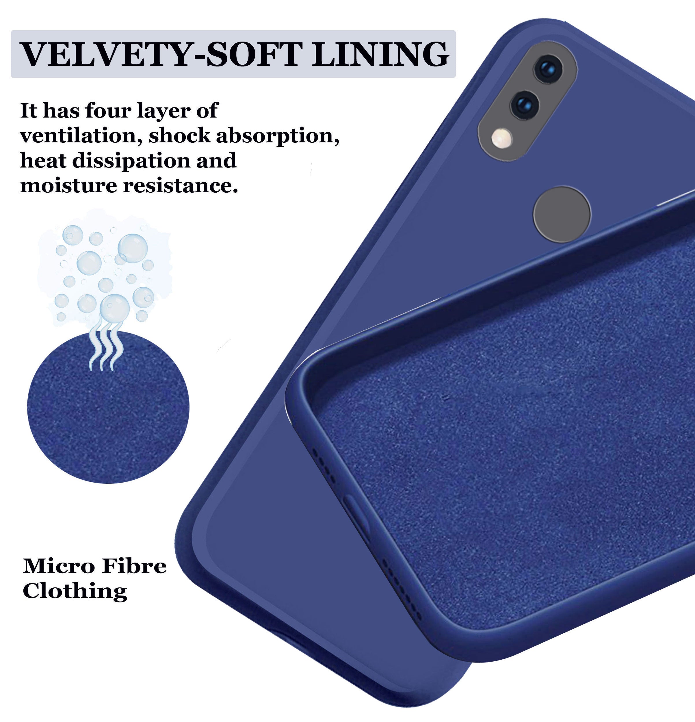 Redmi Note 7 Pro Liquid Silicone Back Cover Case With TPU & Matte Finish - Blue