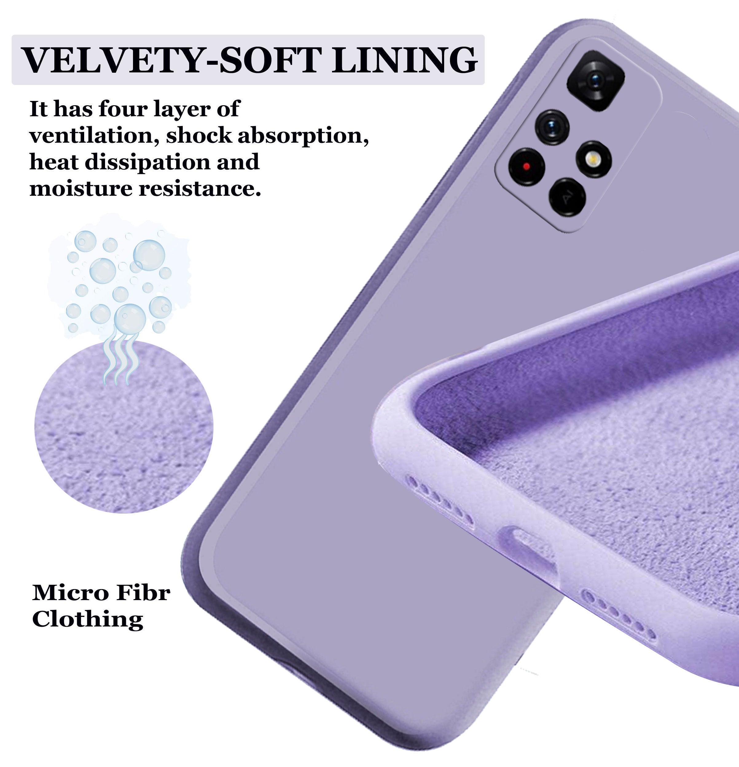 Liquid Silicone Back Cover Case With TPU & Matte Finish Mi Redmi Note 11T 5G /  Redmi Note 11T 5G - Purple