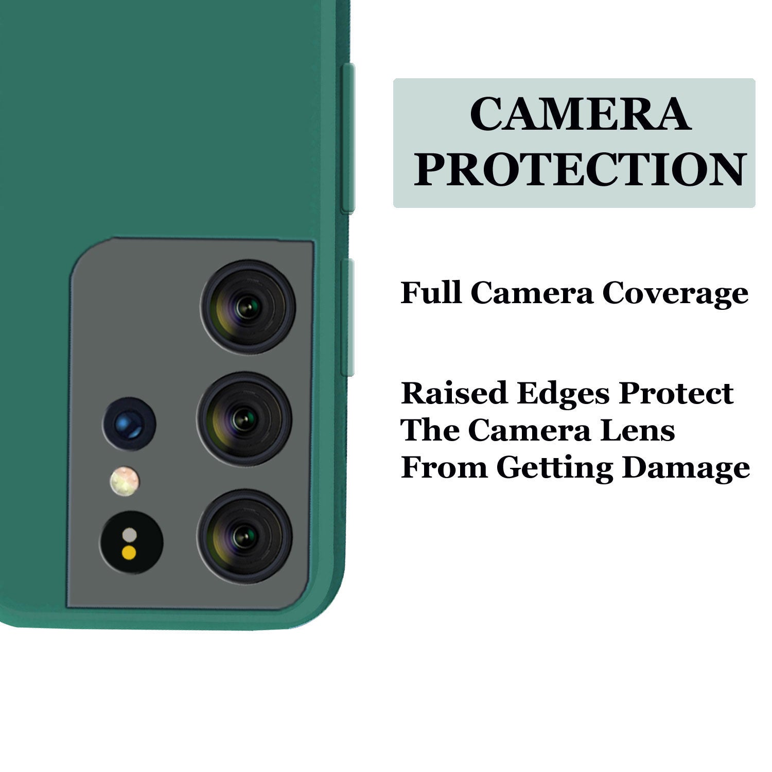 Samsung S21 Ultra Liquid Silicone Back Cover Case With TPU & Matte Finish - Dark Green
