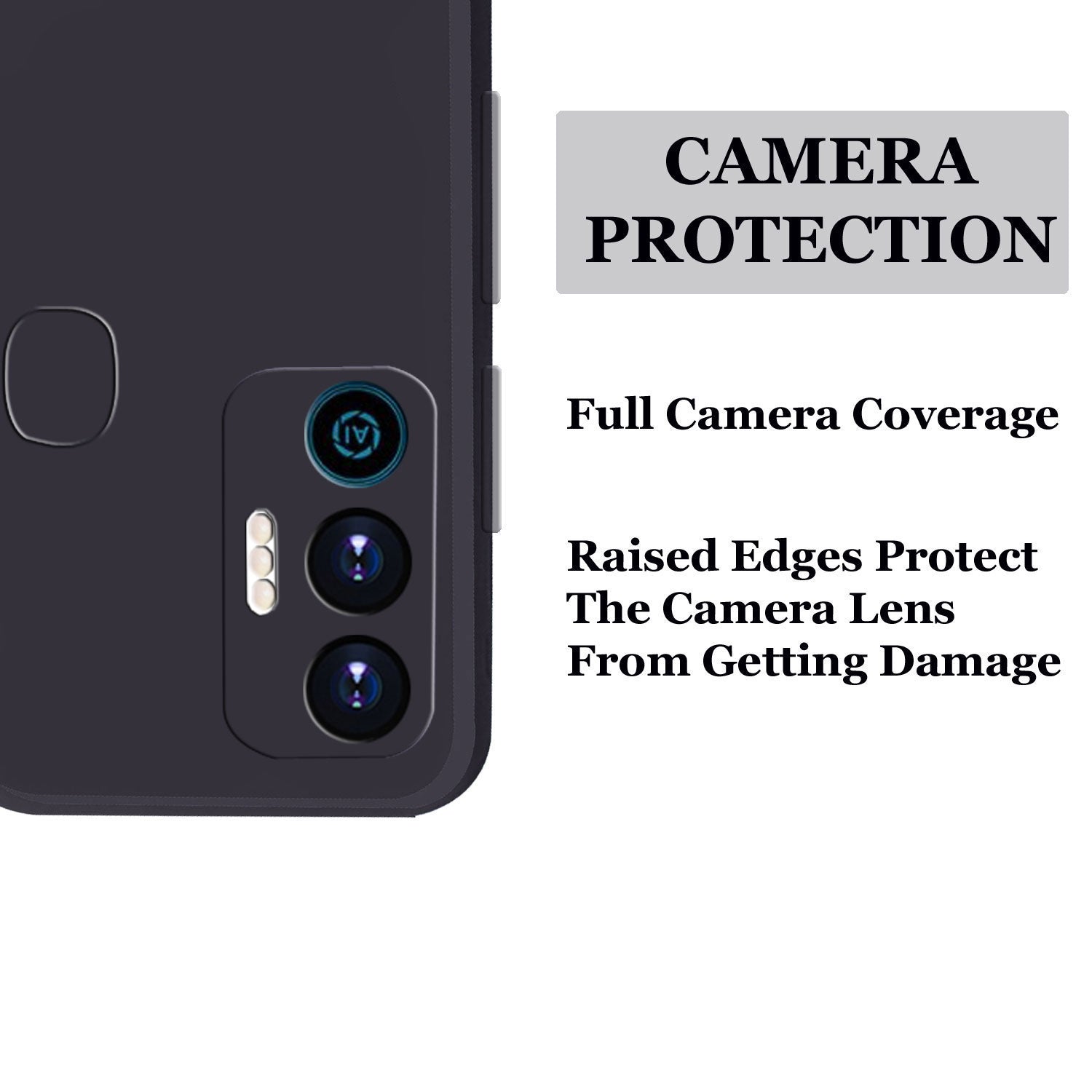 Tecno Spark 7 Liquid Silicone Back Cover Case With TPU & Matte Finish - Black