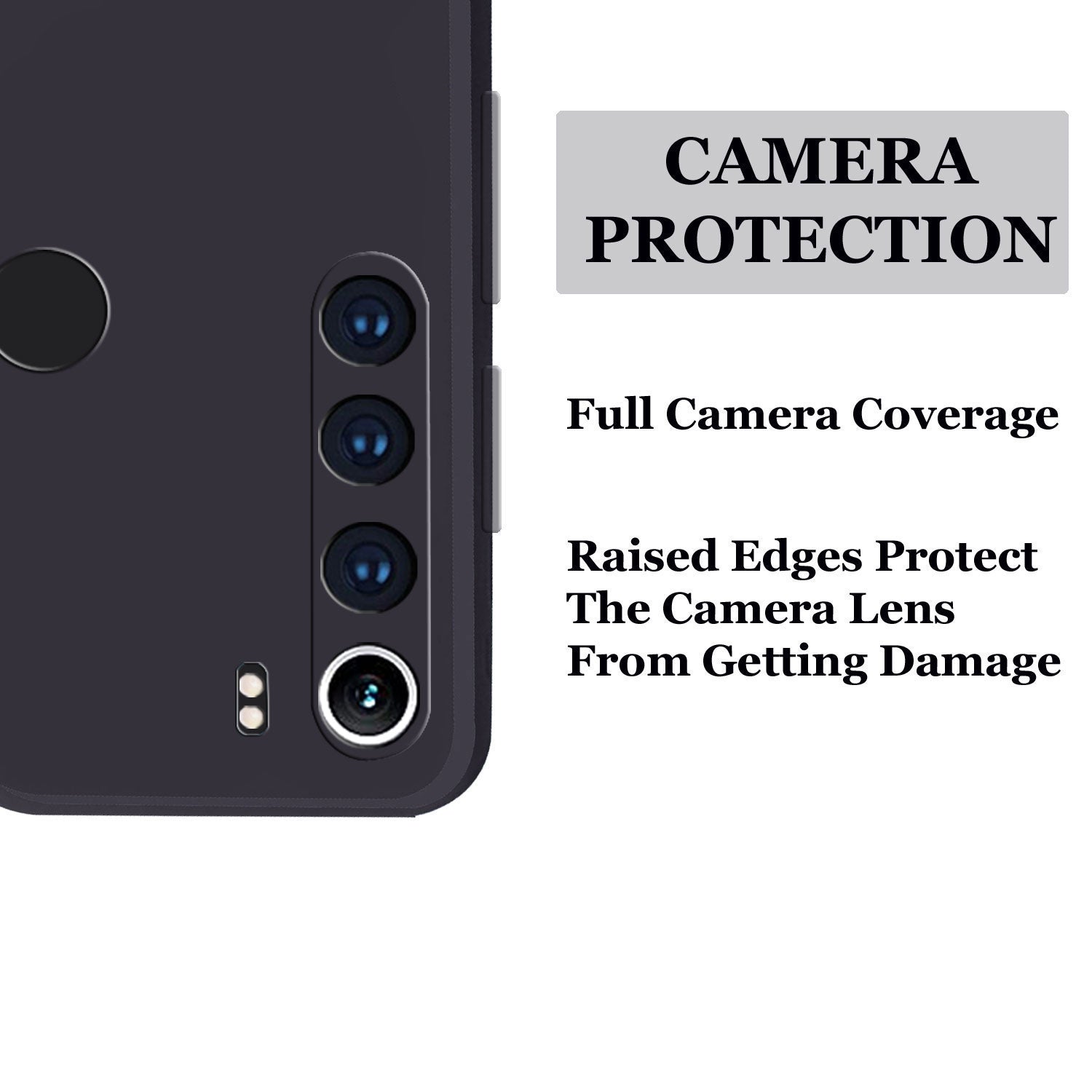 Redmi Note 8 Liquid Silicone Back Cover Case With TPU & Matte Finish - Black