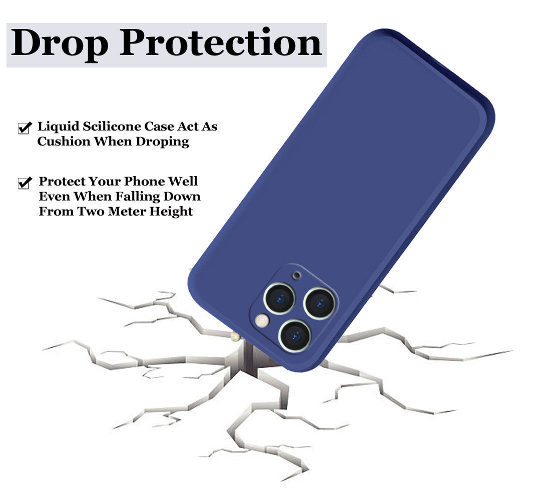 iPhone 11 Pro Liquid Silicone Back Cover Case With TPU & Matte Finish - Blue