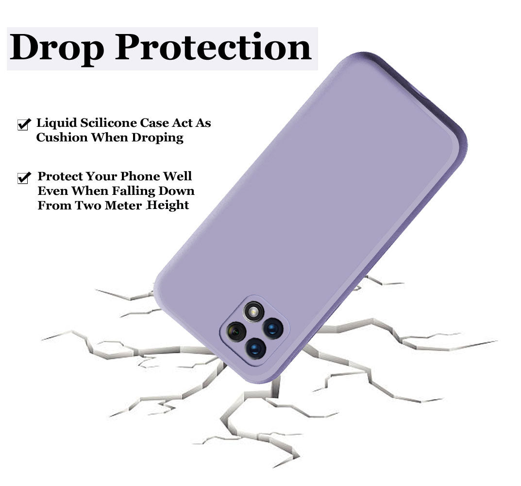 Samsung A22 4G Liquid Silicone Back Cover Case With TPU & Matte Finish - Light Purple