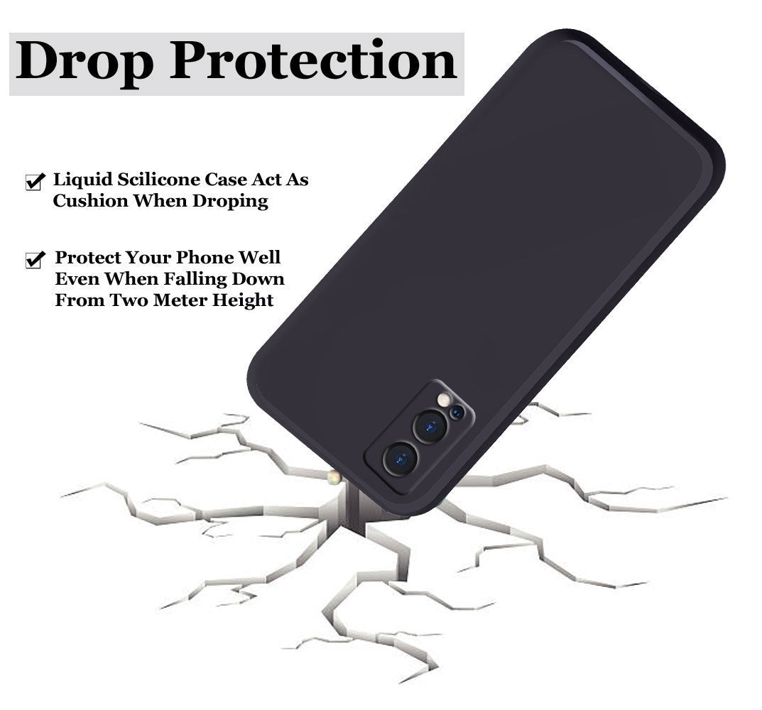 Oneplus Nord 2 5g Liquid Silicone Back Cover Case With TPU & Matte Finish - Black