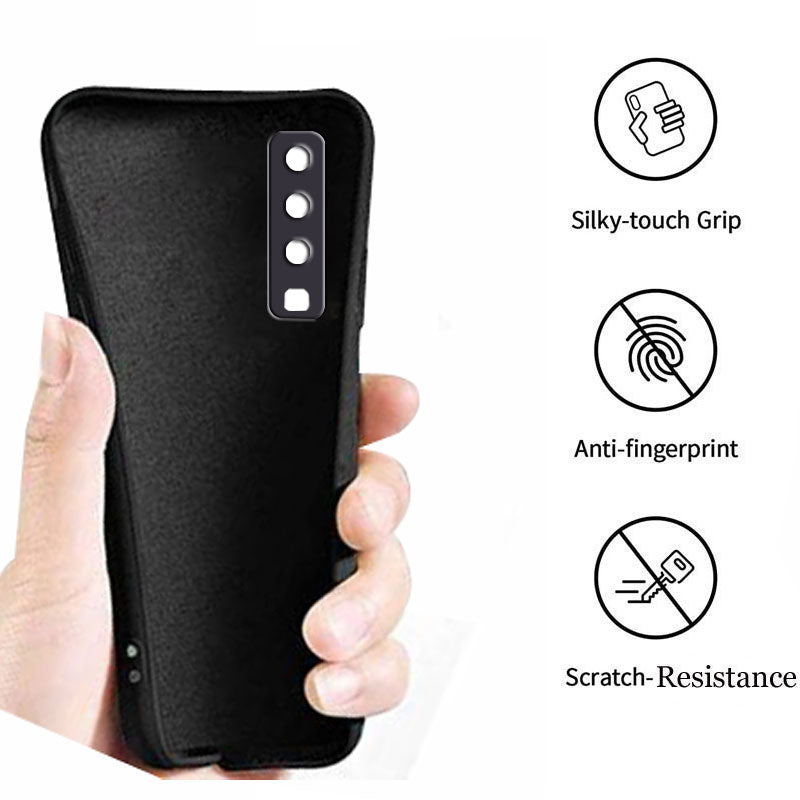 Samsung Galaxy A7 2018 Liquid Silicone Back Cover Case With TPU & Matte Finish - Black