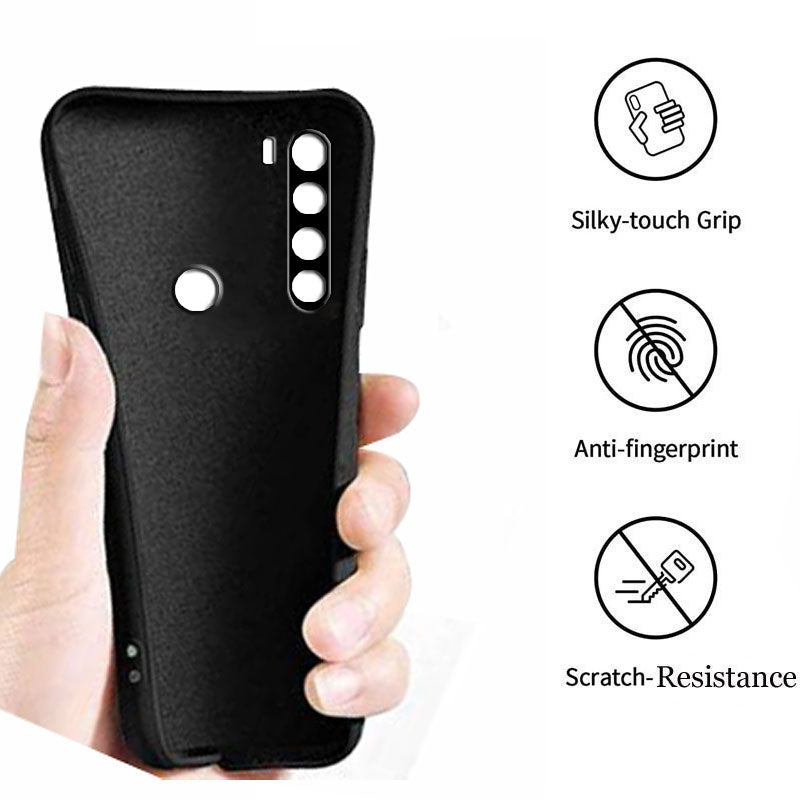 Redmi Note 8 Liquid Silicone Back Cover Case With TPU & Matte Finish - Black