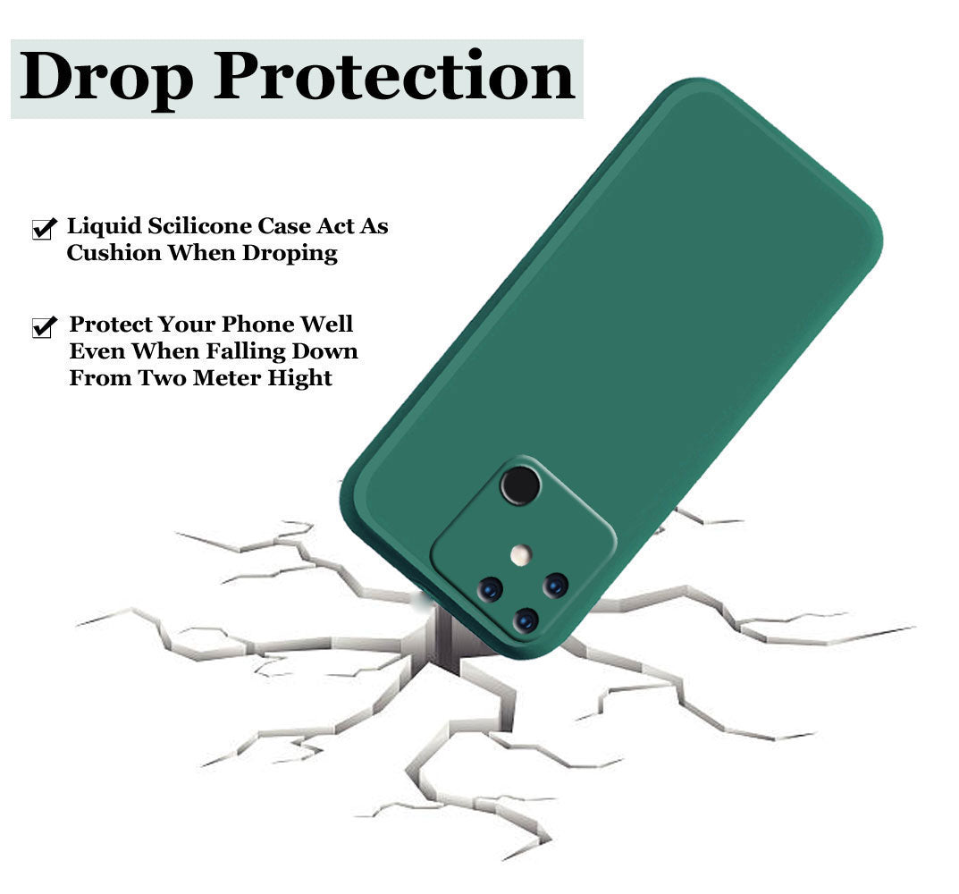 Realme Narzo 50A Liquid Silicone Back Cover Case With TPU & Matte Finish - Green