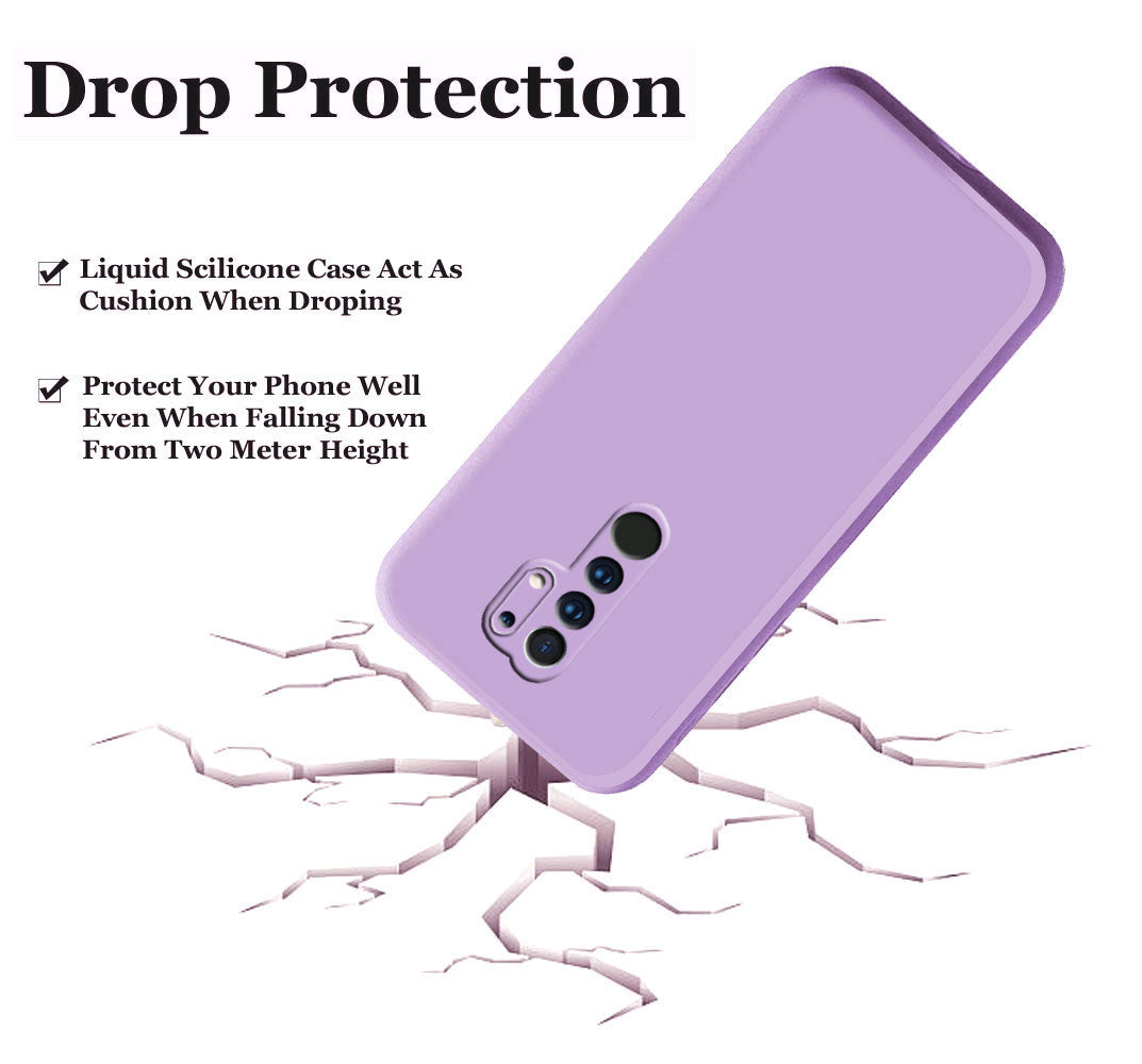Redmi 9 Prime Liquid Silicone Back Cover Case With TPU & Matte Finish - Purple
