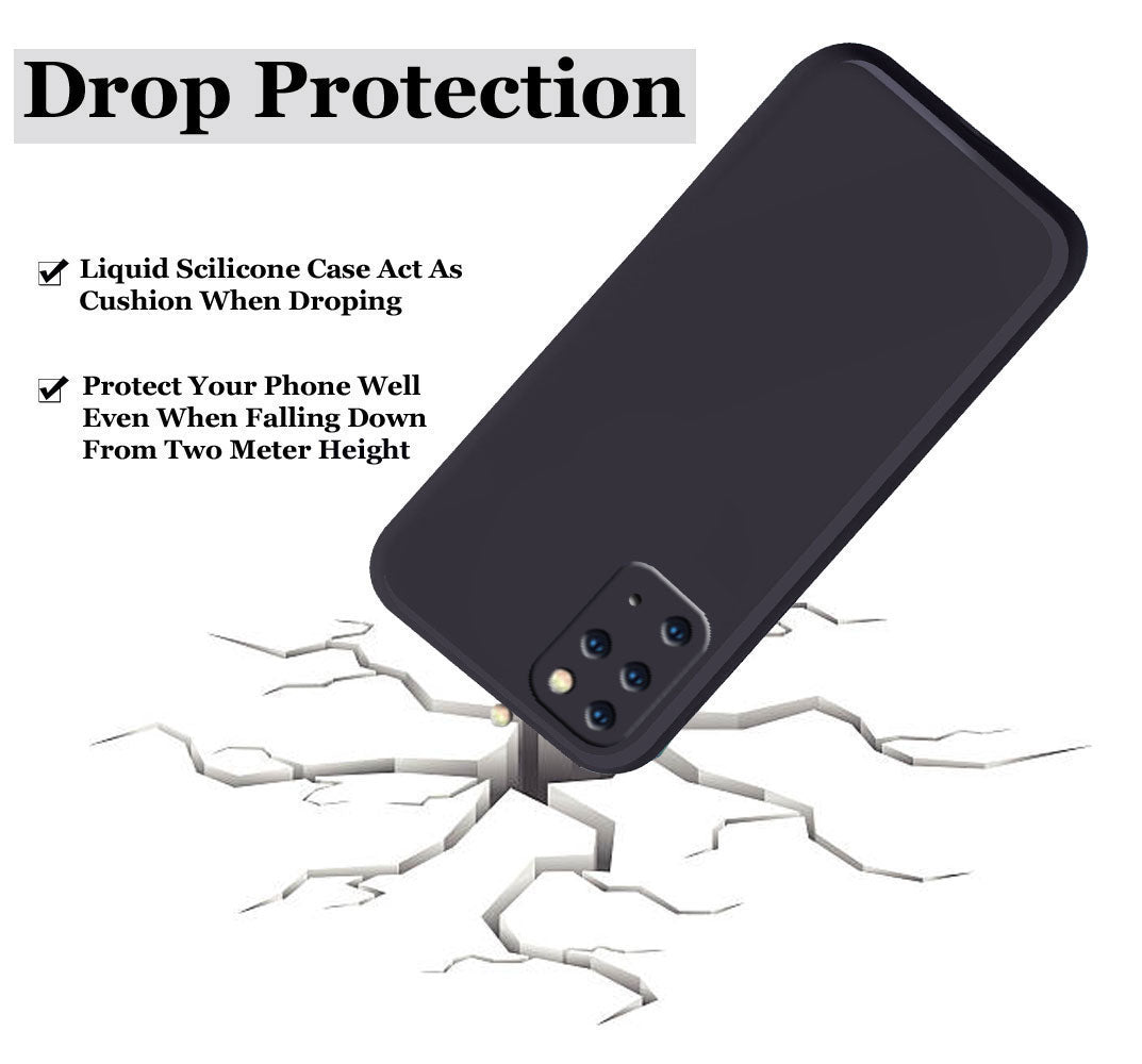Samsung S20 Plus Liquid Silicone Back Cover Case With TPU & Matte Finish - Black