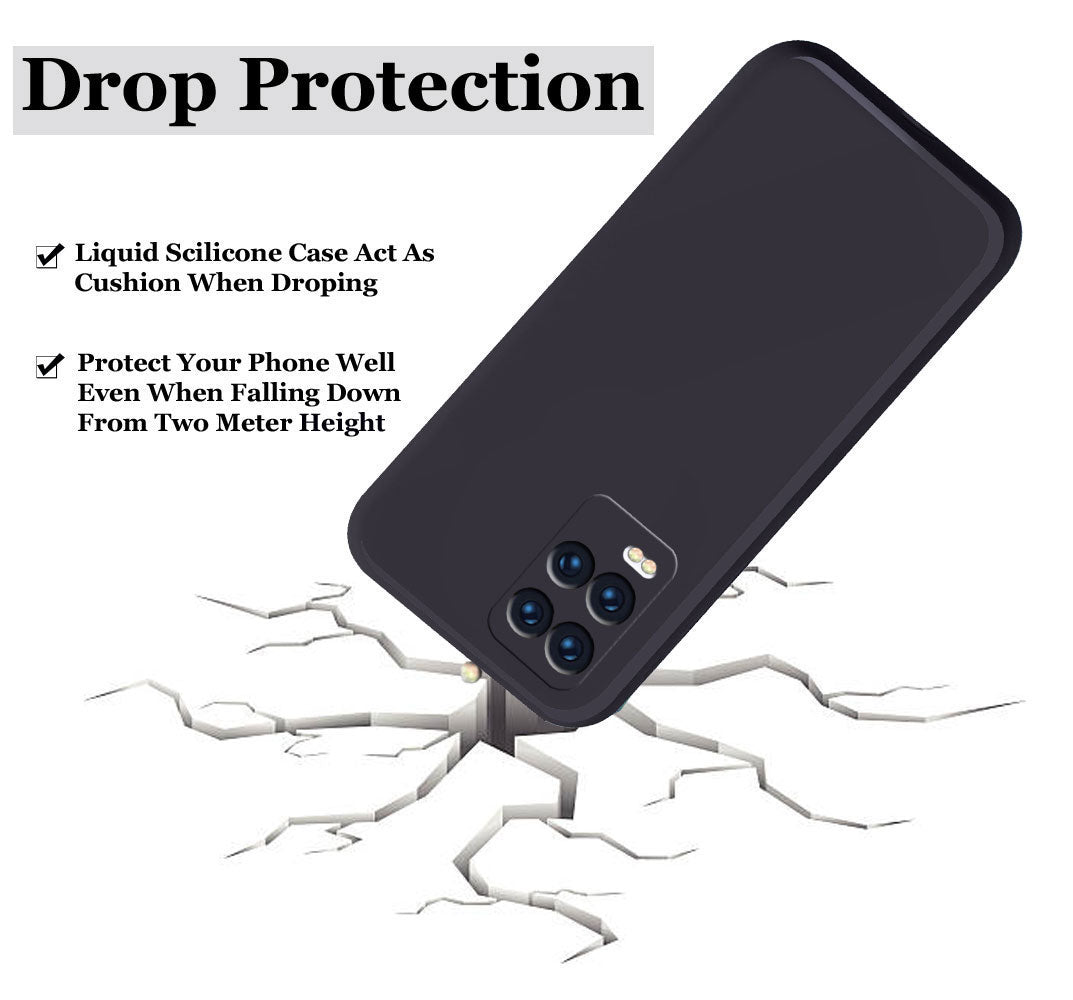 Realme 8 5G Liquid Silicone Back Cover Case With TPU & Matte Finish - Black