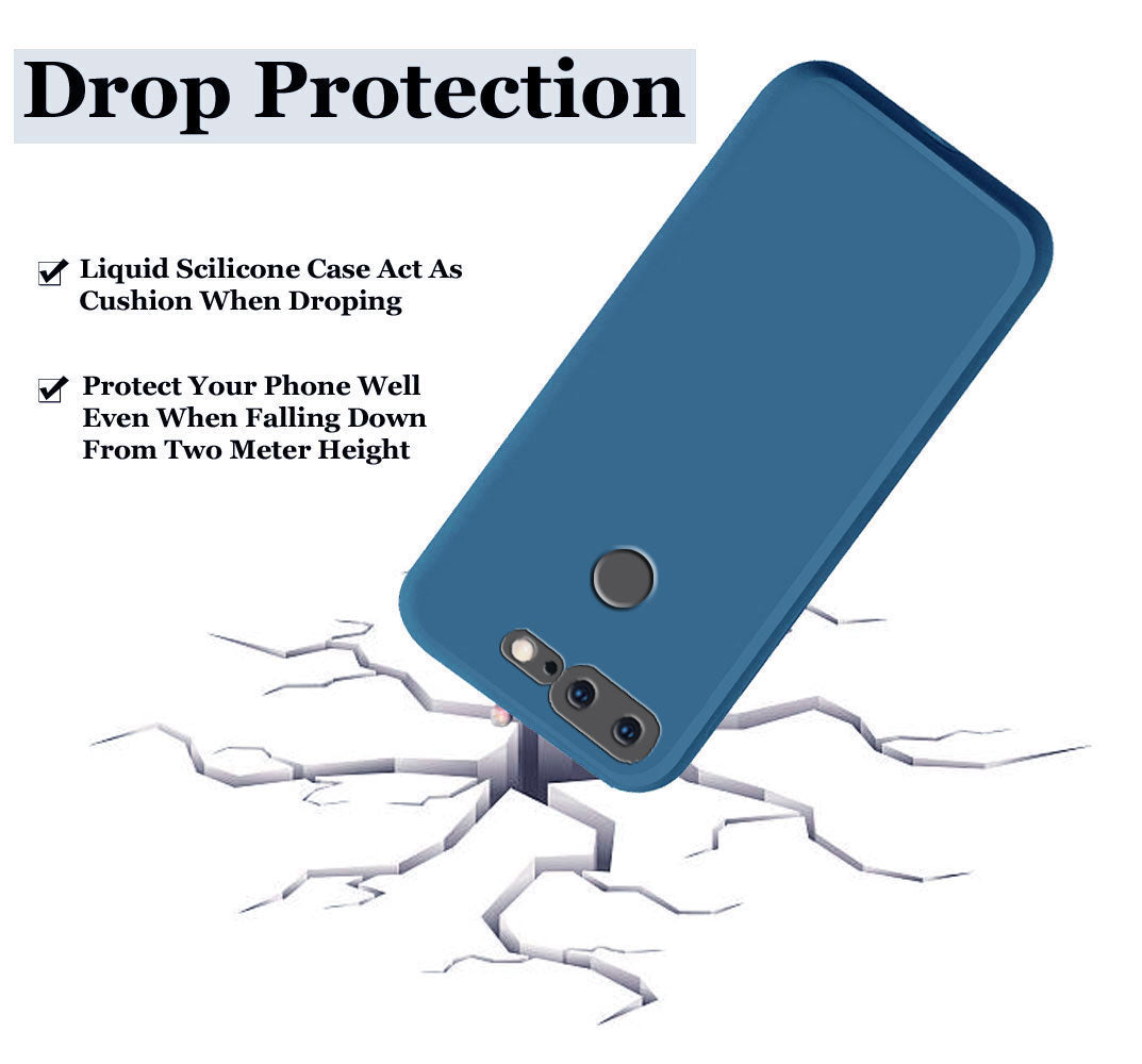 OnePlus 5t Liquid Silicone Back Cover Case With TPU & Matte Finish - Blue