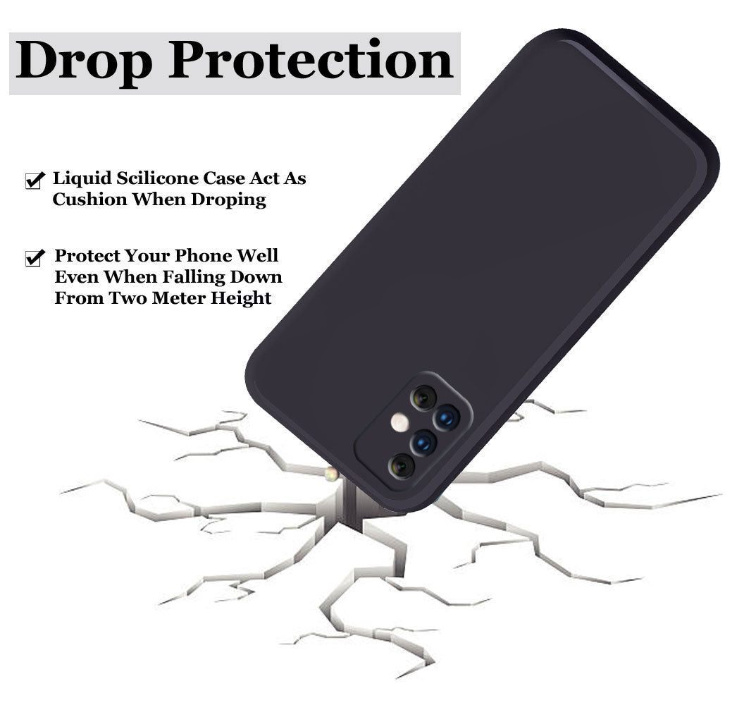 Samsung M31s Liquid Silicone Back Cover Case With TPU & Matte Finish - Black