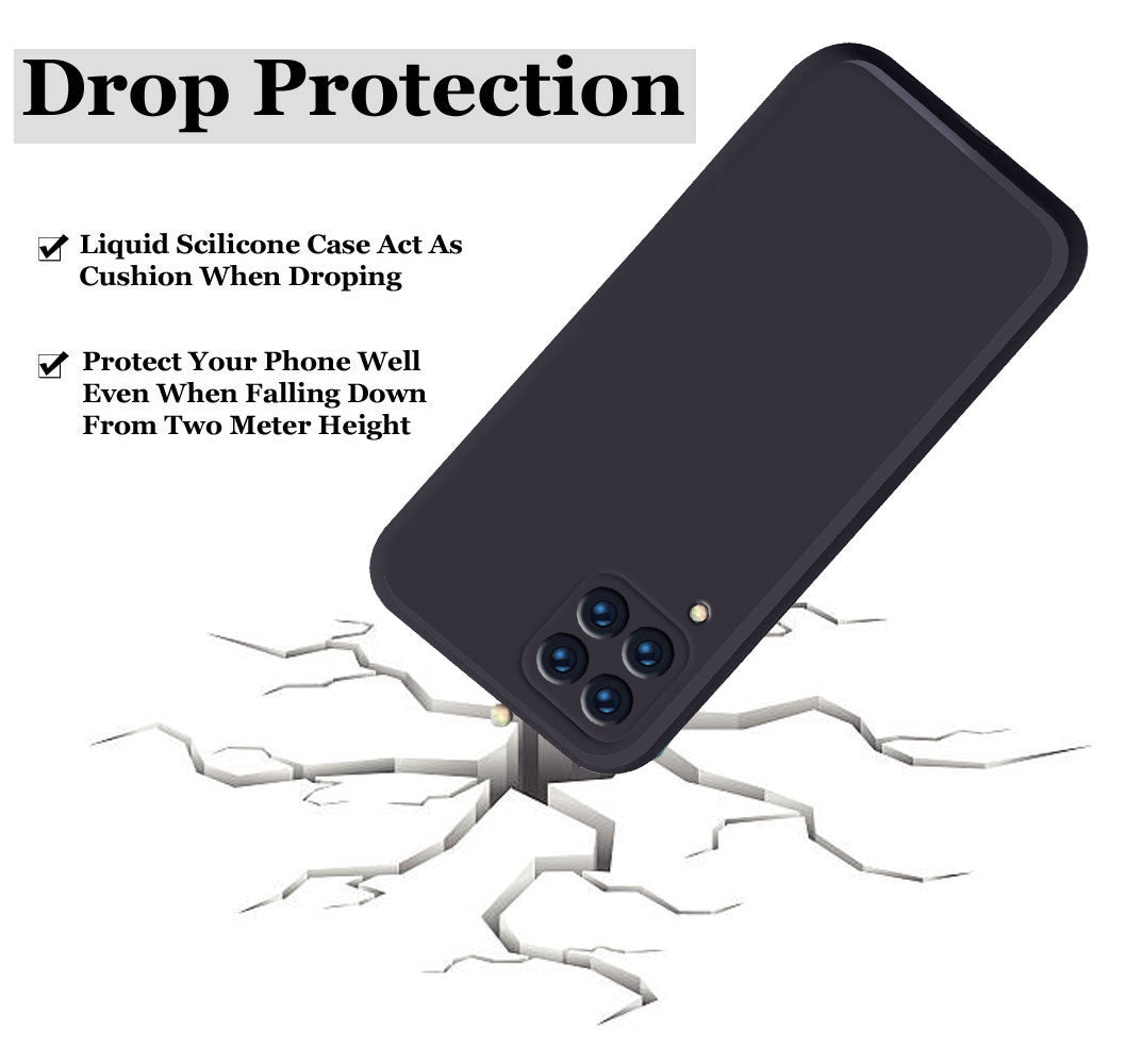 Samsung M53 Liquid Silicone Back Cover Case With TPU & Matte Finish - Black
