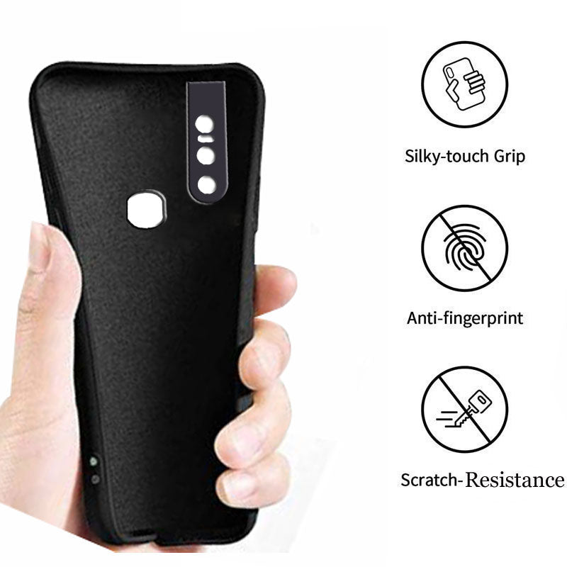 Vivo V15 Liquid Silicone Back Cover Case With TPU & Matte Finish - Black
