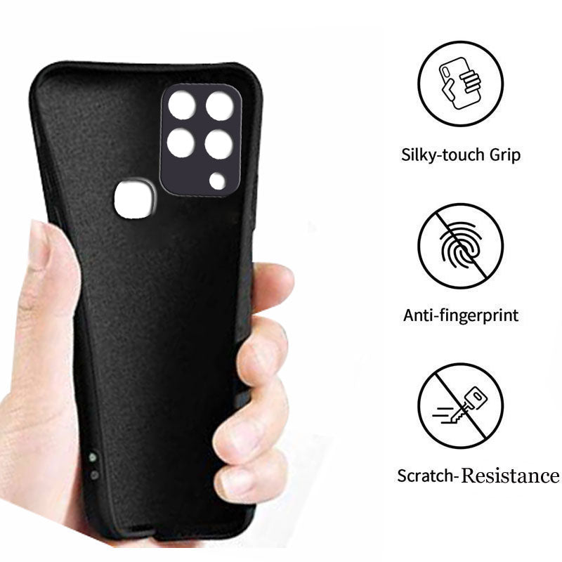 Infinix Hot 10 S Liquid Silicone Back Cover Case With TPU & Matte Finish - Black