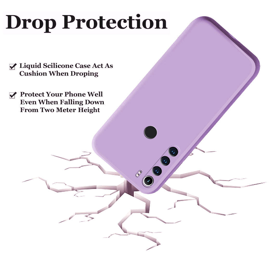 Redmi Note 8 Liquid Silicone Back Cover Case With TPU & Matte Finish - Purple