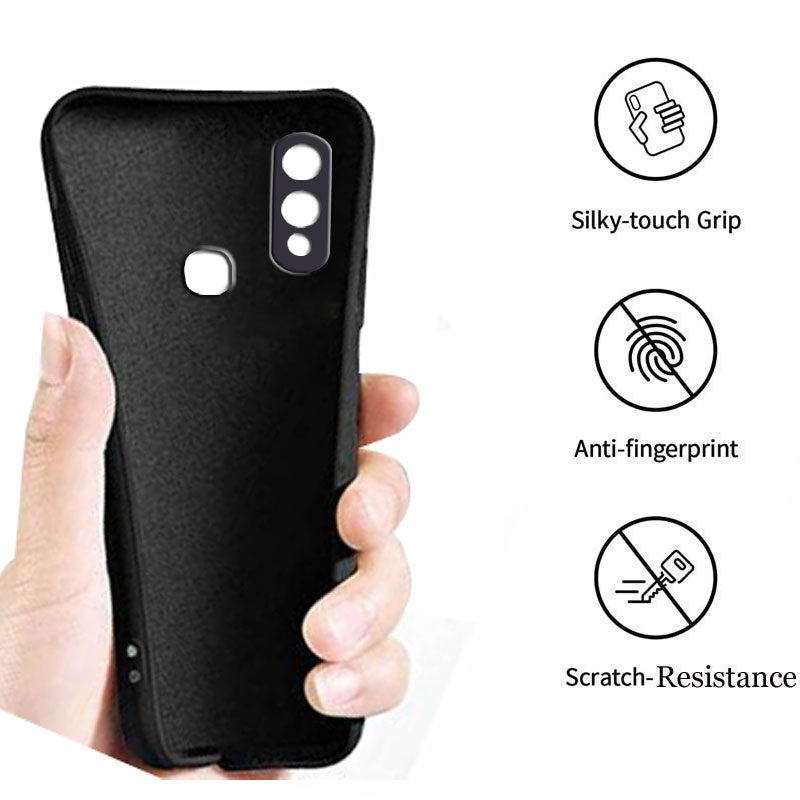 Vivo V9 Liquid Silicone Back Cover Case With TPU & Matte Finish - Black