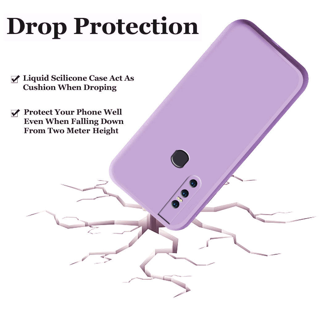 Vivo V15 Liquid Silicone Back Cover Case With TPU & Matte Finish - Purple