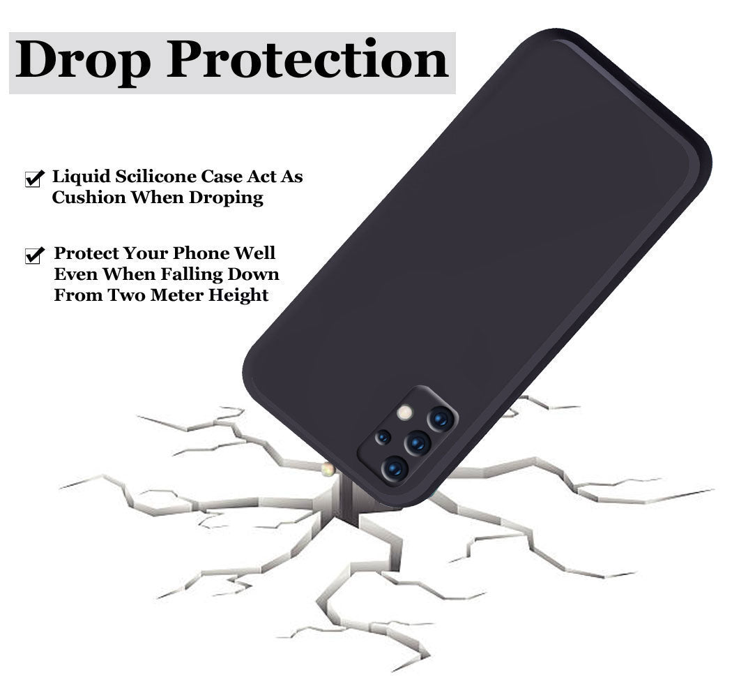 Liquid Silicone Back Cover Case For Samsung A72 With TPU & Matte Finish - Black